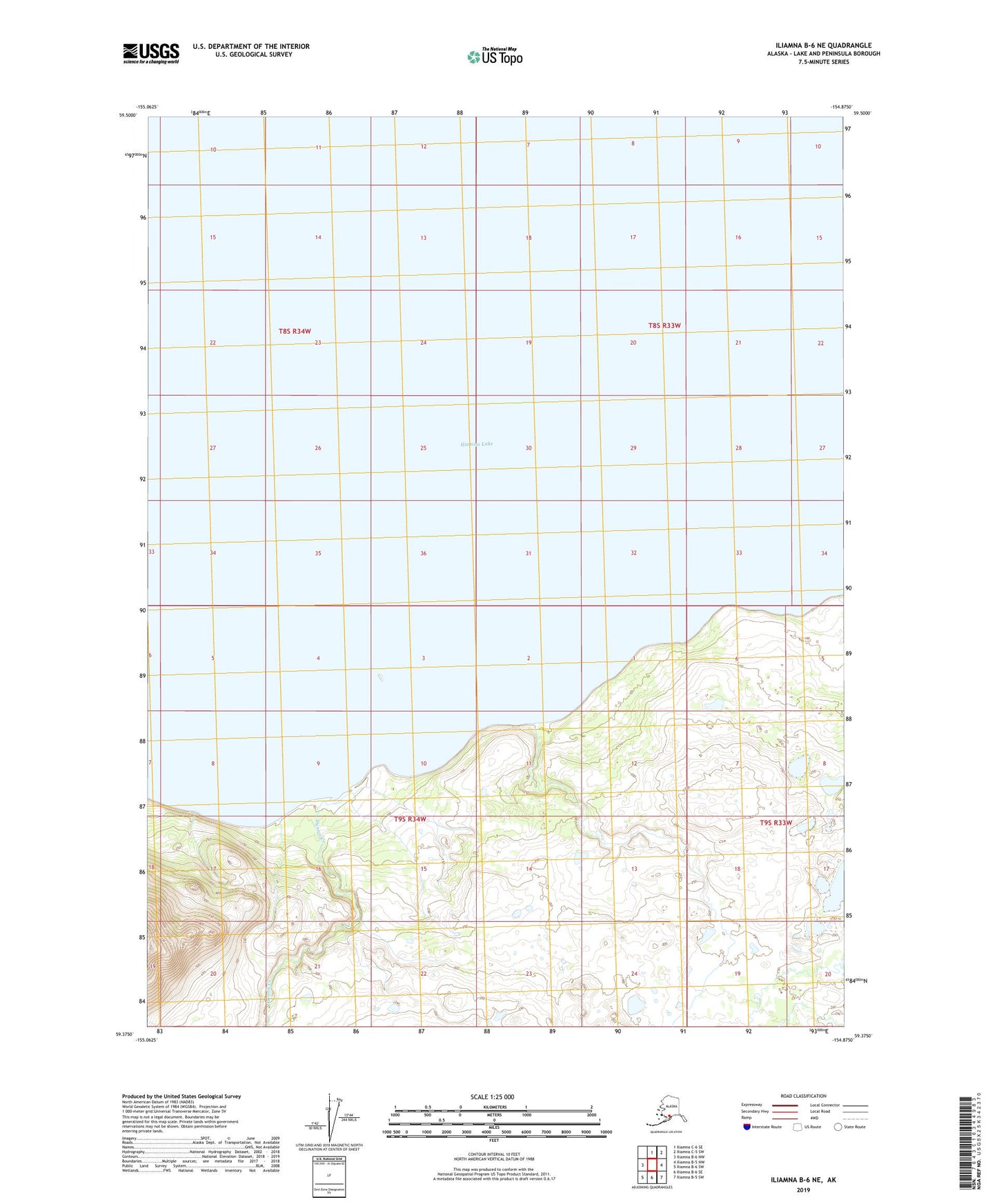 Iliamna B-6 NE Alaska US Topo Map Image