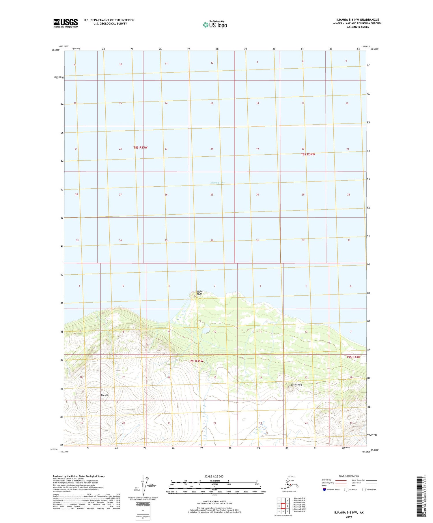 Iliamna B-6 NW Alaska US Topo Map Image