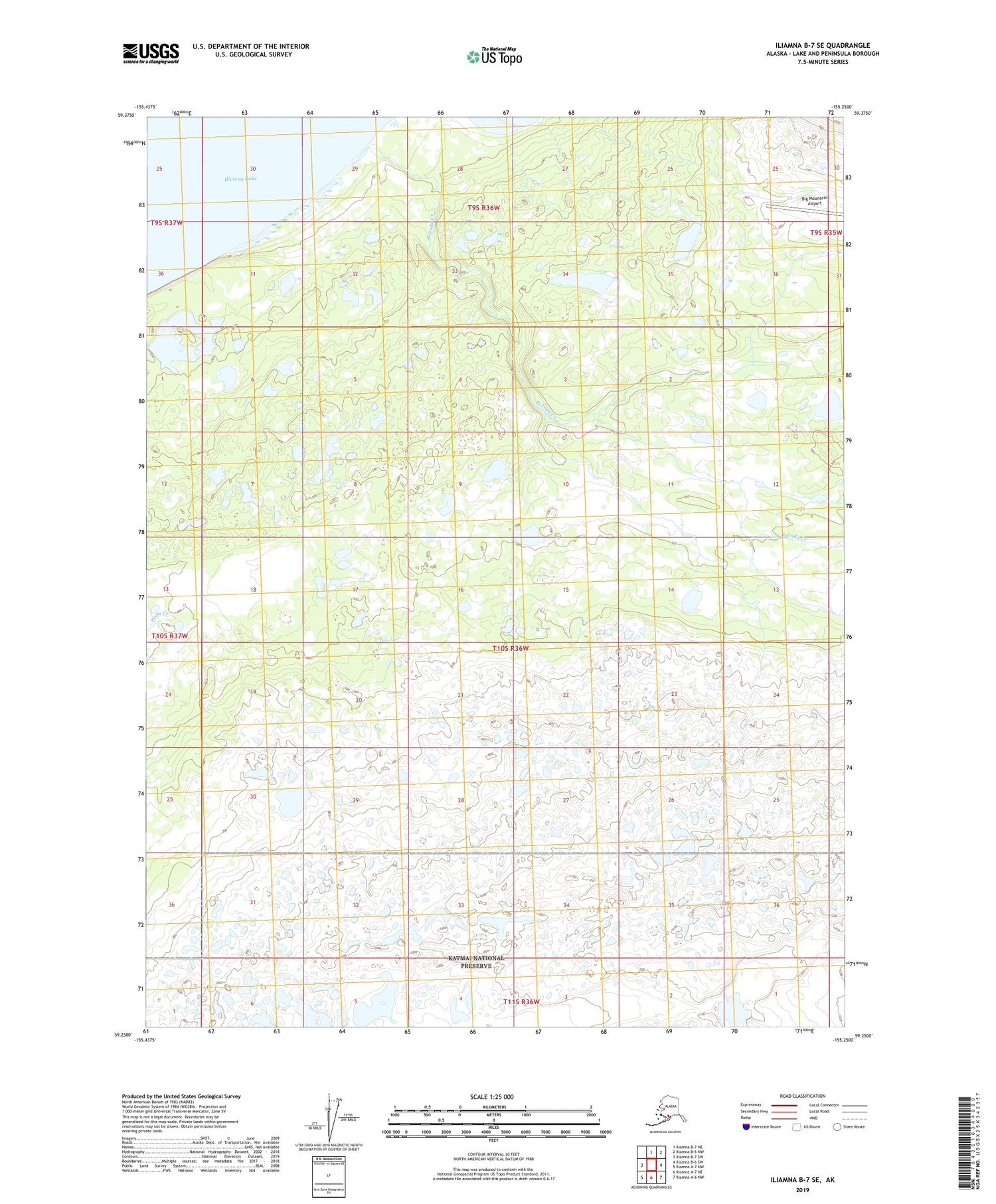 Iliamna B-7 SE Alaska US Topo Map Image