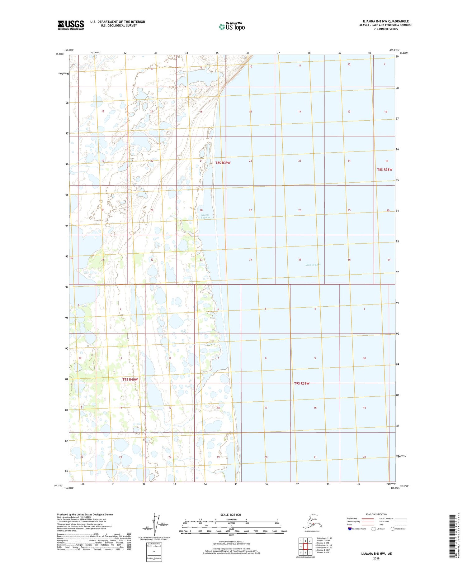 Iliamna B-8 NW Alaska US Topo Map Image