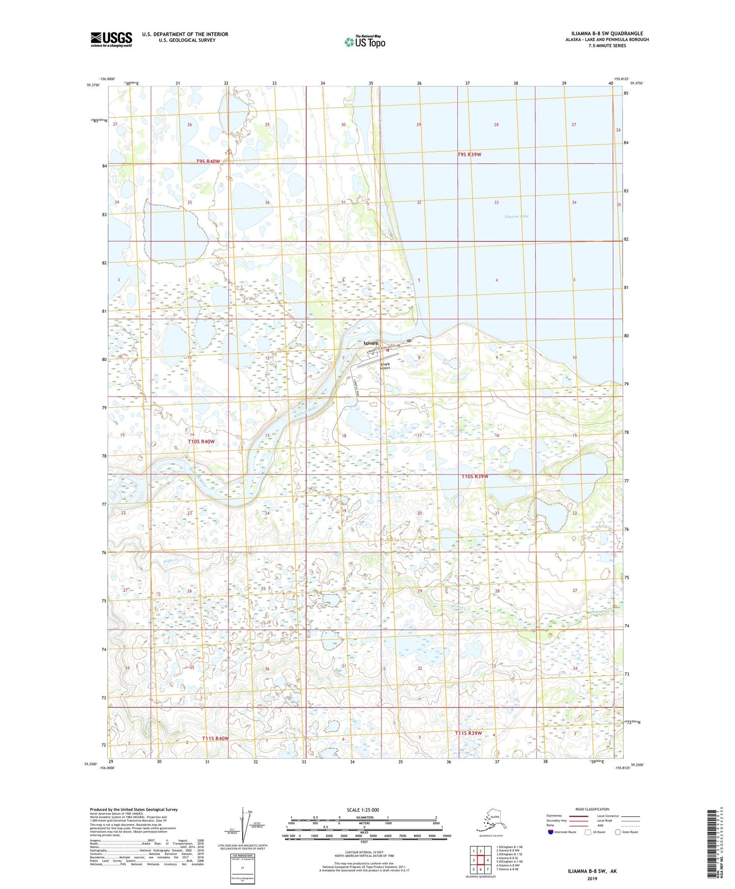 Iliamna B-8 SW Alaska US Topo Map Image