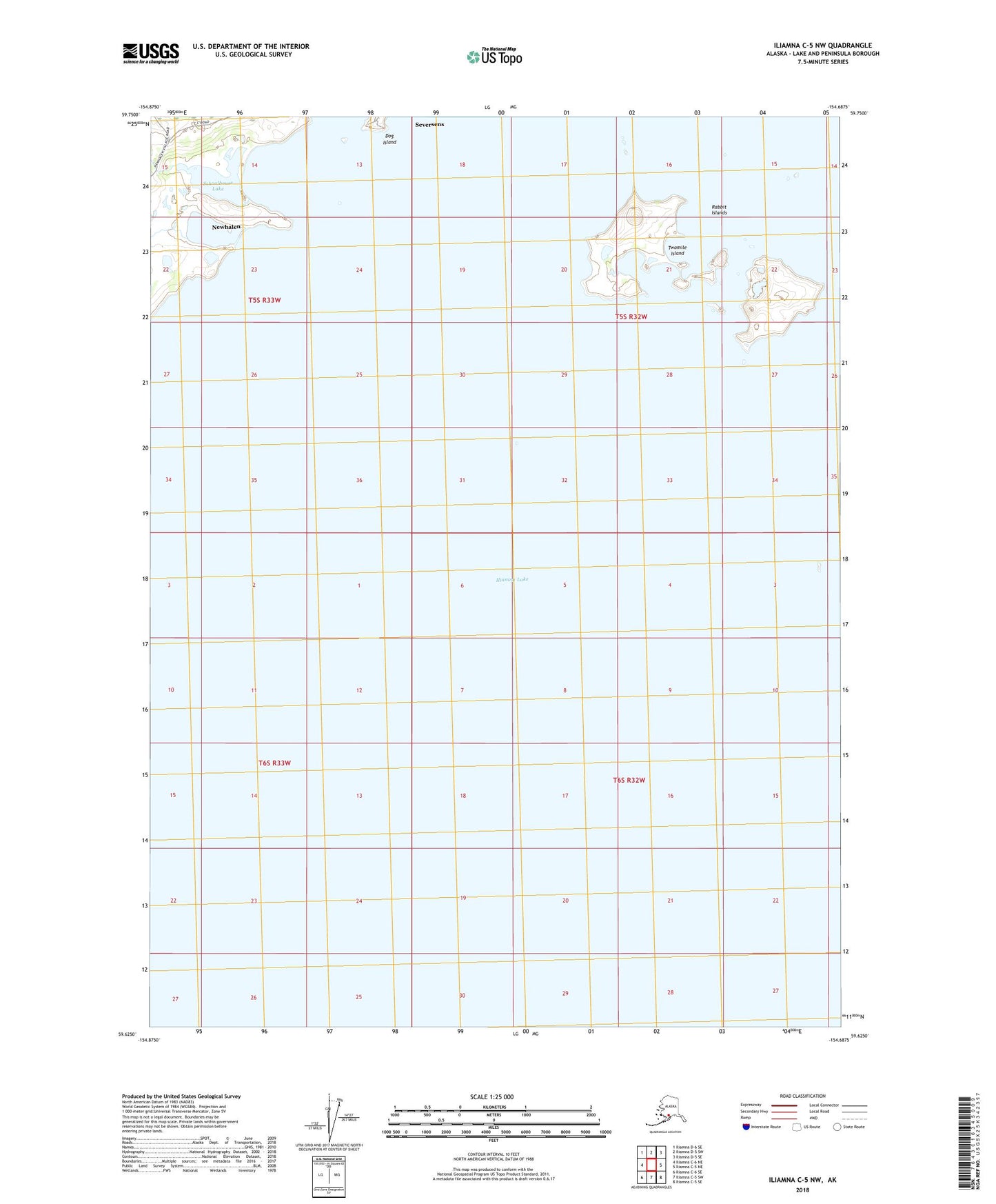 Iliamna C-5 NW Alaska US Topo Map Image