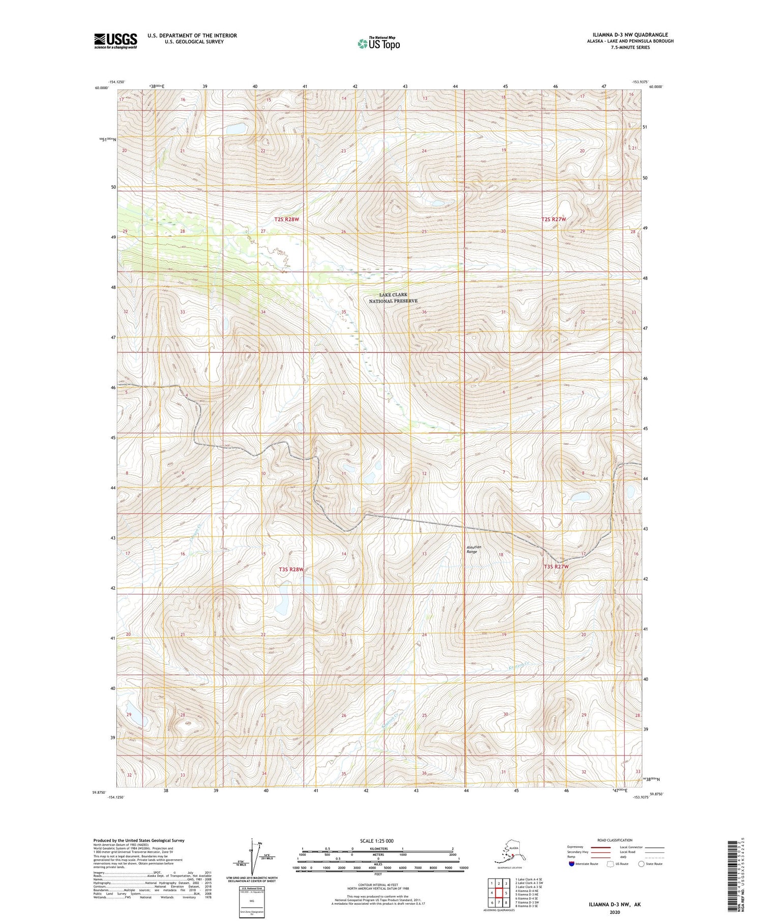 Iliamna D-3 NW Alaska US Topo Map Image