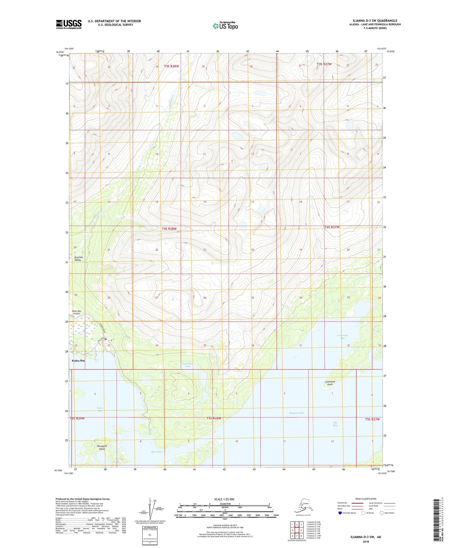 Iliamna D-3 SW Alaska US Topo Map Image