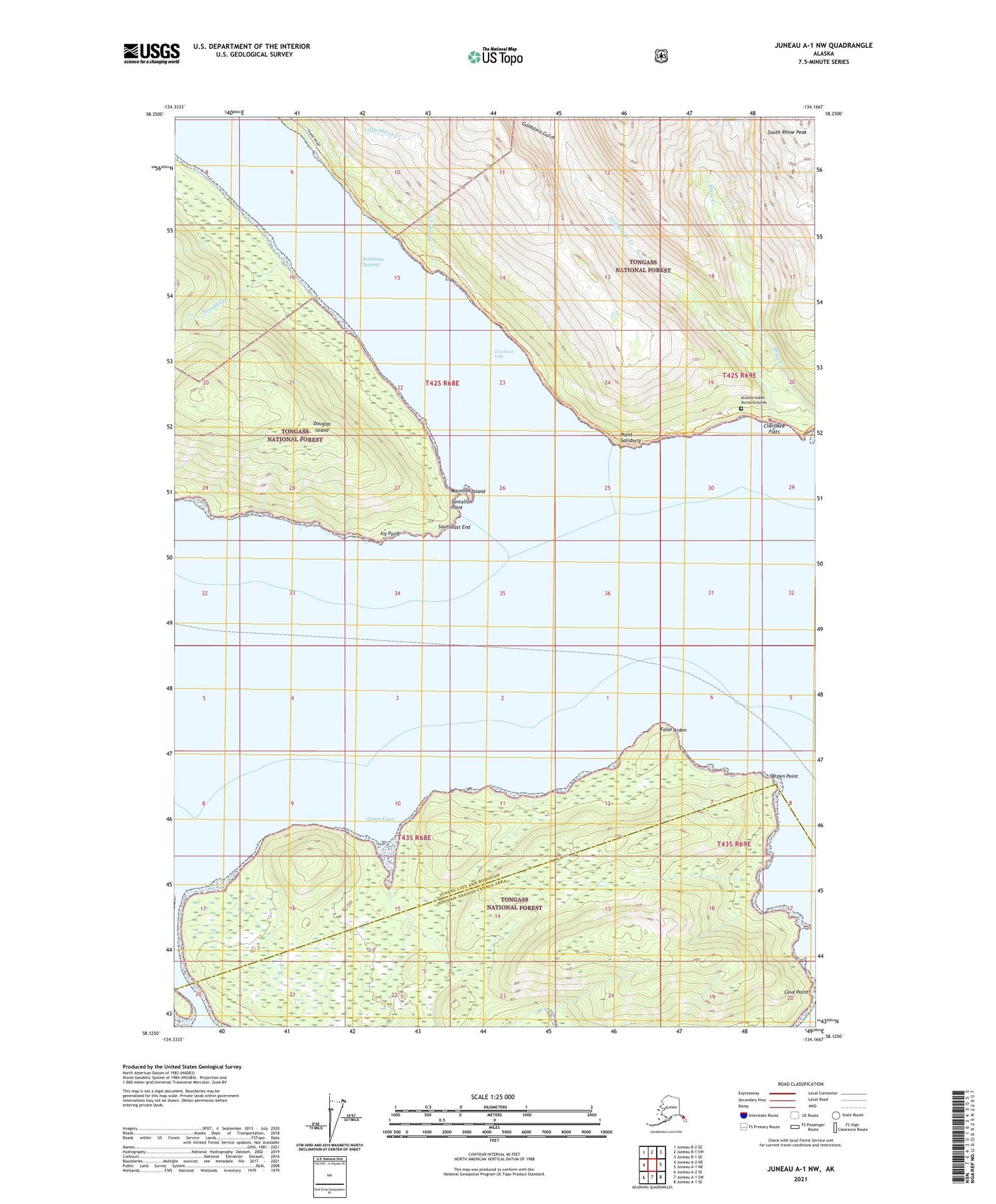 Juneau A-1 NW Alaska US Topo Map Image