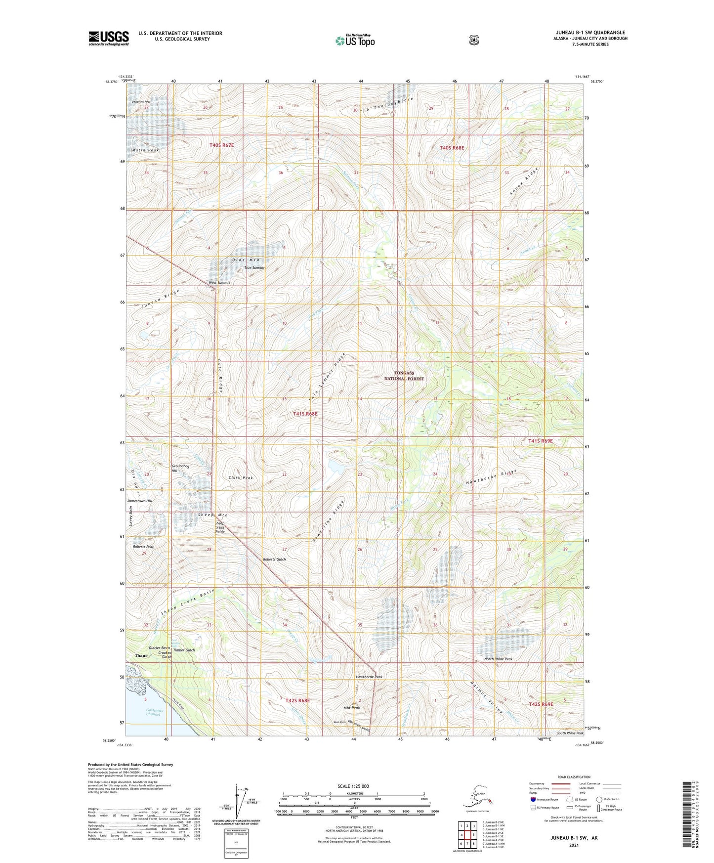 Juneau B-1 SW Alaska US Topo Map Image