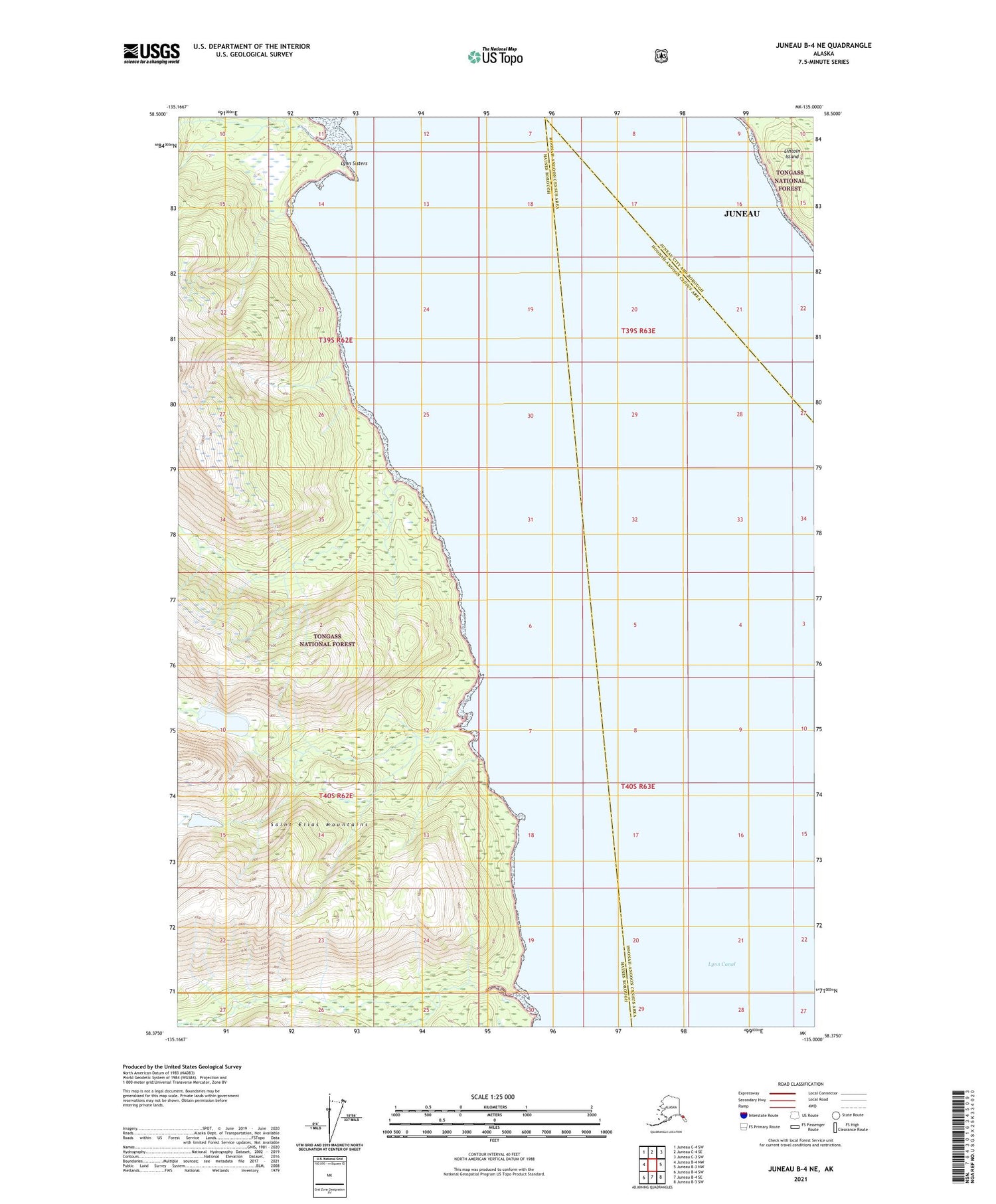 Juneau B-4 NE Alaska US Topo Map Image
