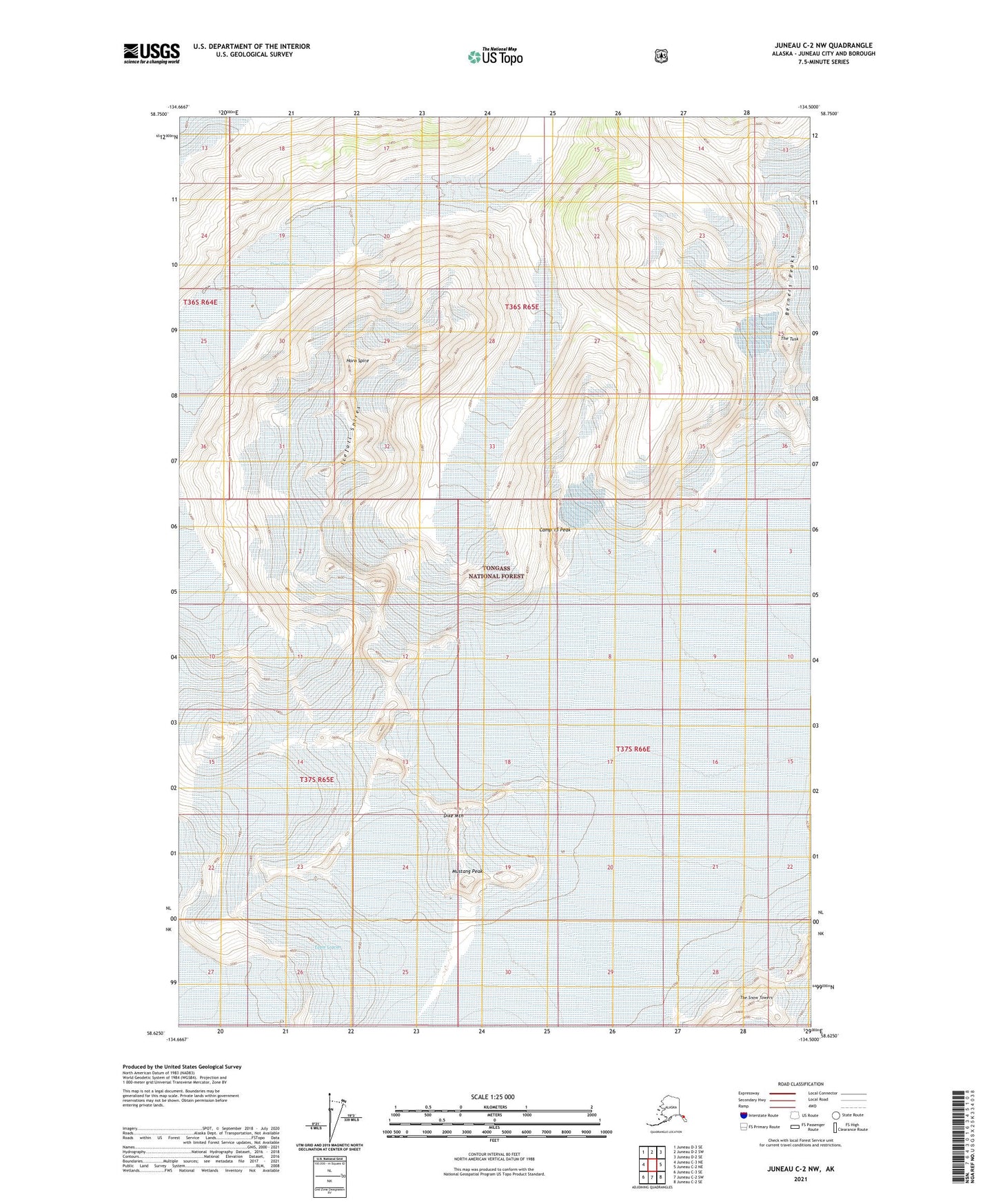 Juneau C-2 NW Alaska US Topo Map Image