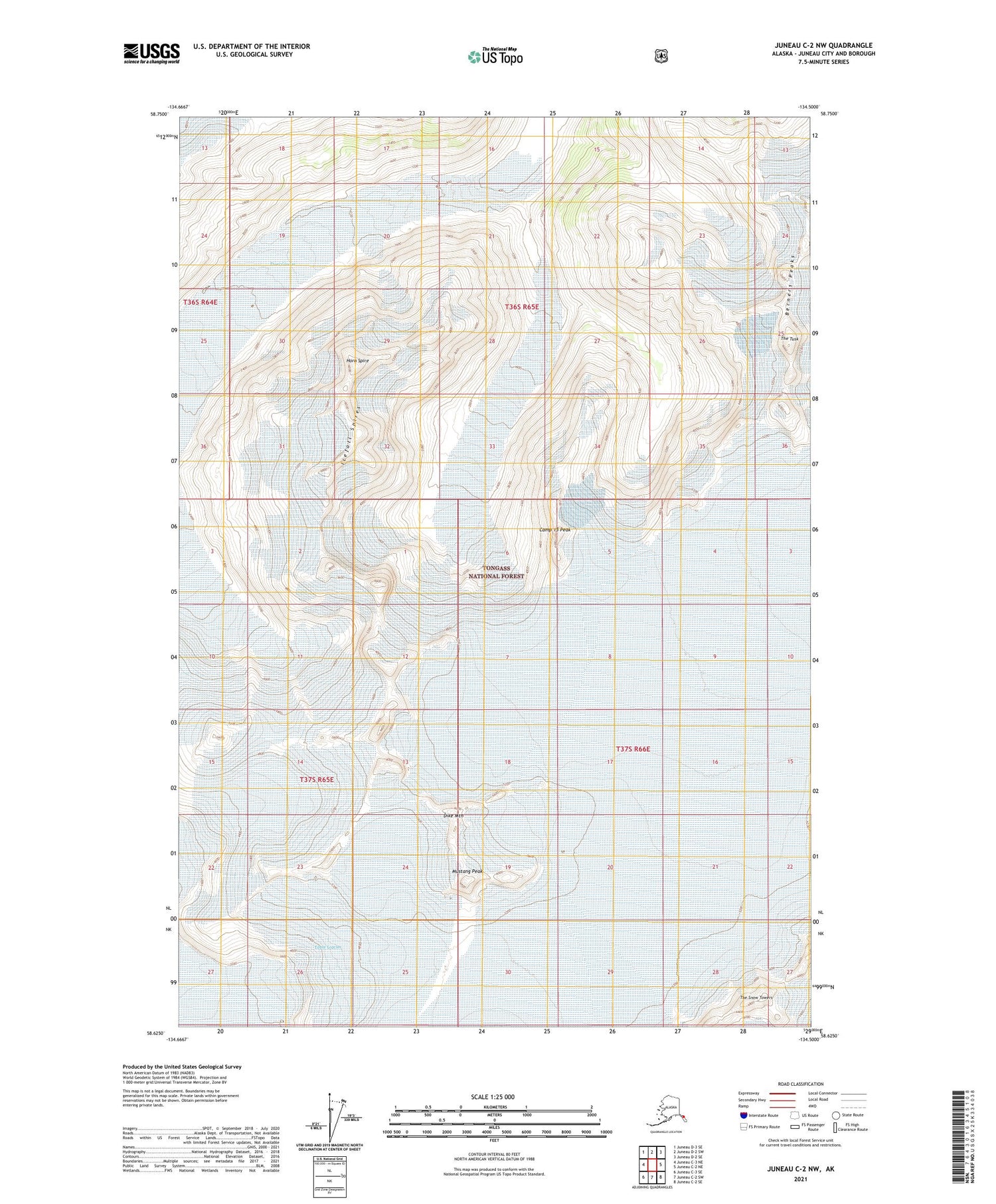 Juneau C-2 NW Alaska US Topo Map Image