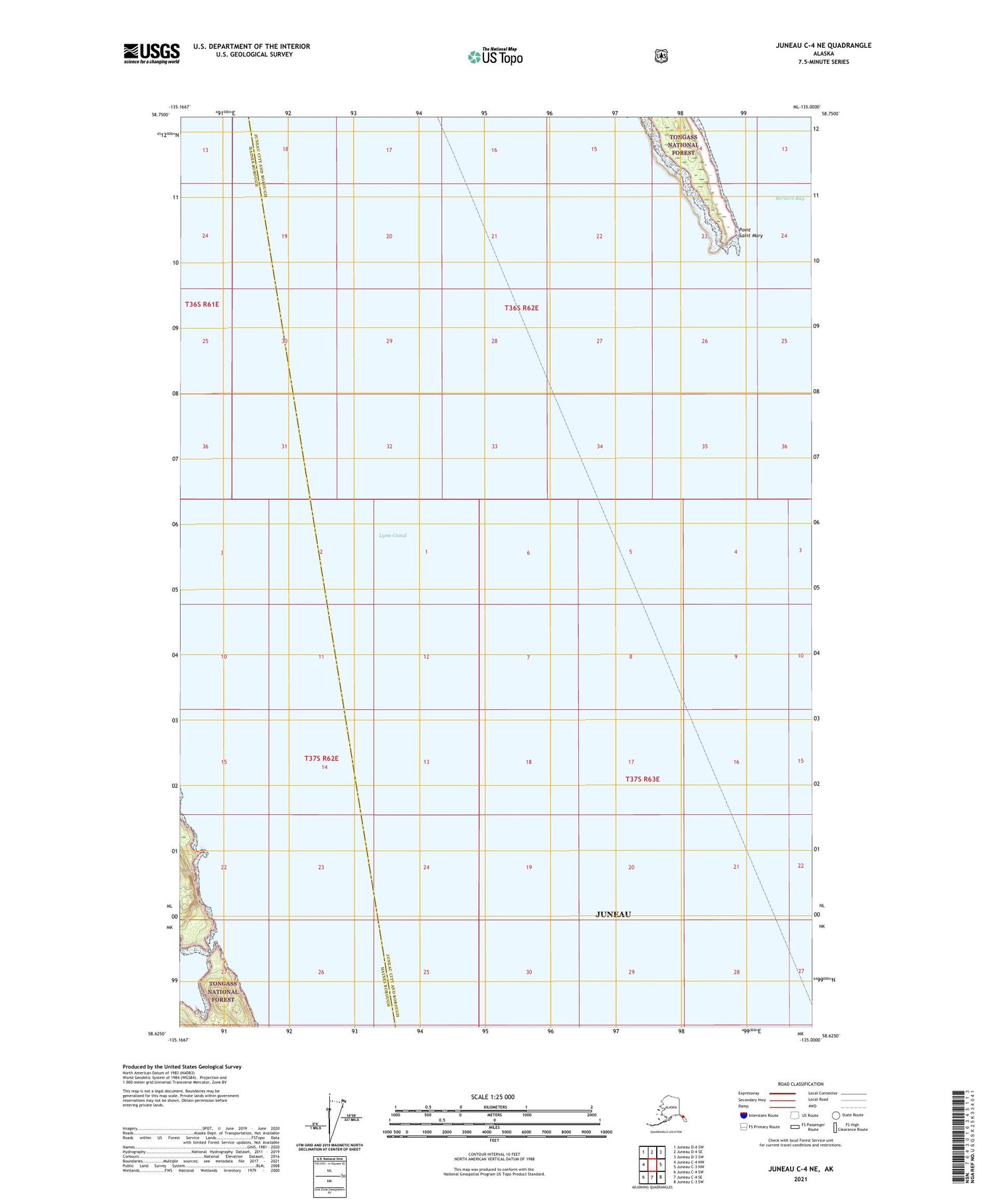 Juneau C-4 NE Alaska US Topo Map Image