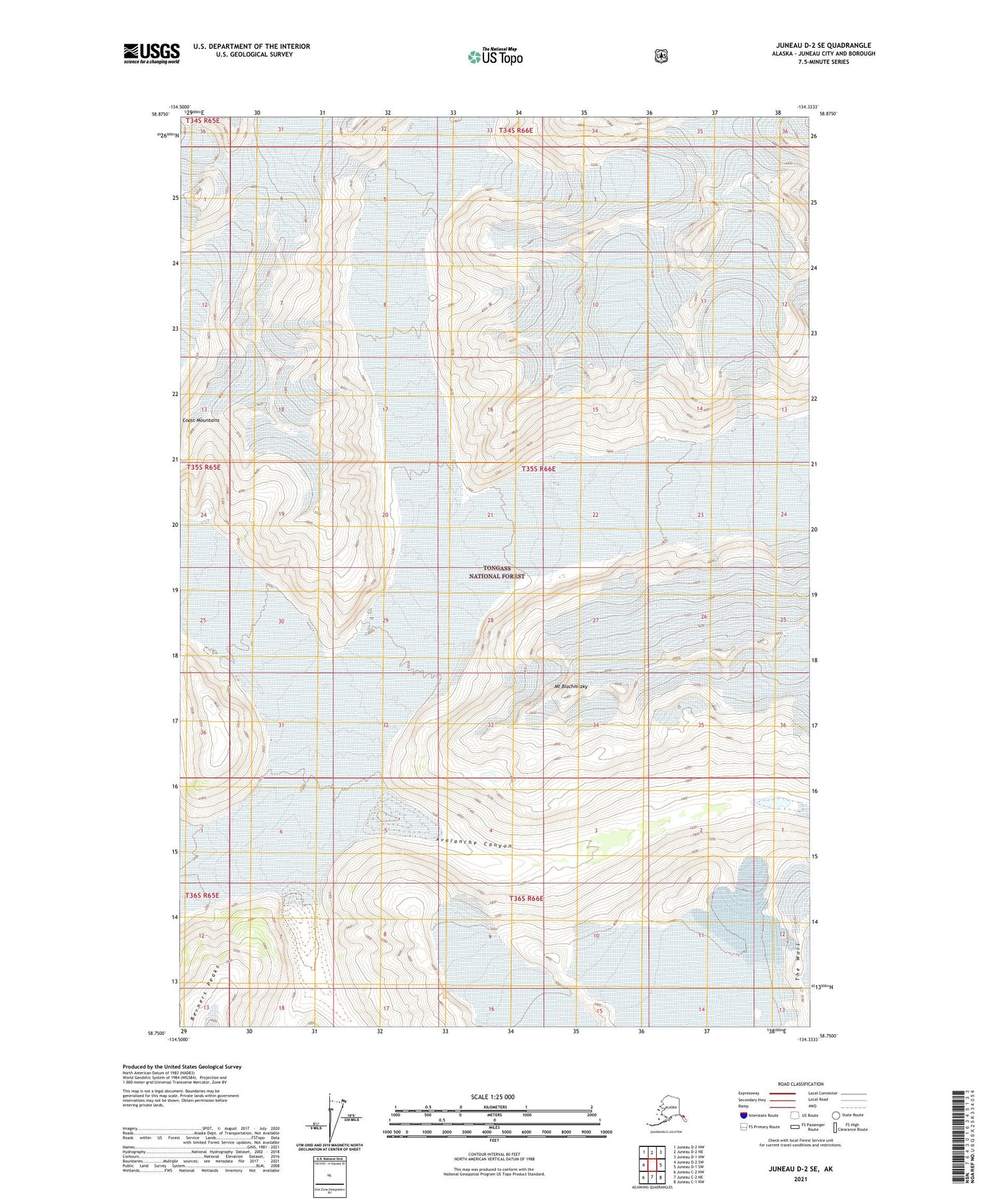Juneau D-2 SE Alaska US Topo Map Image