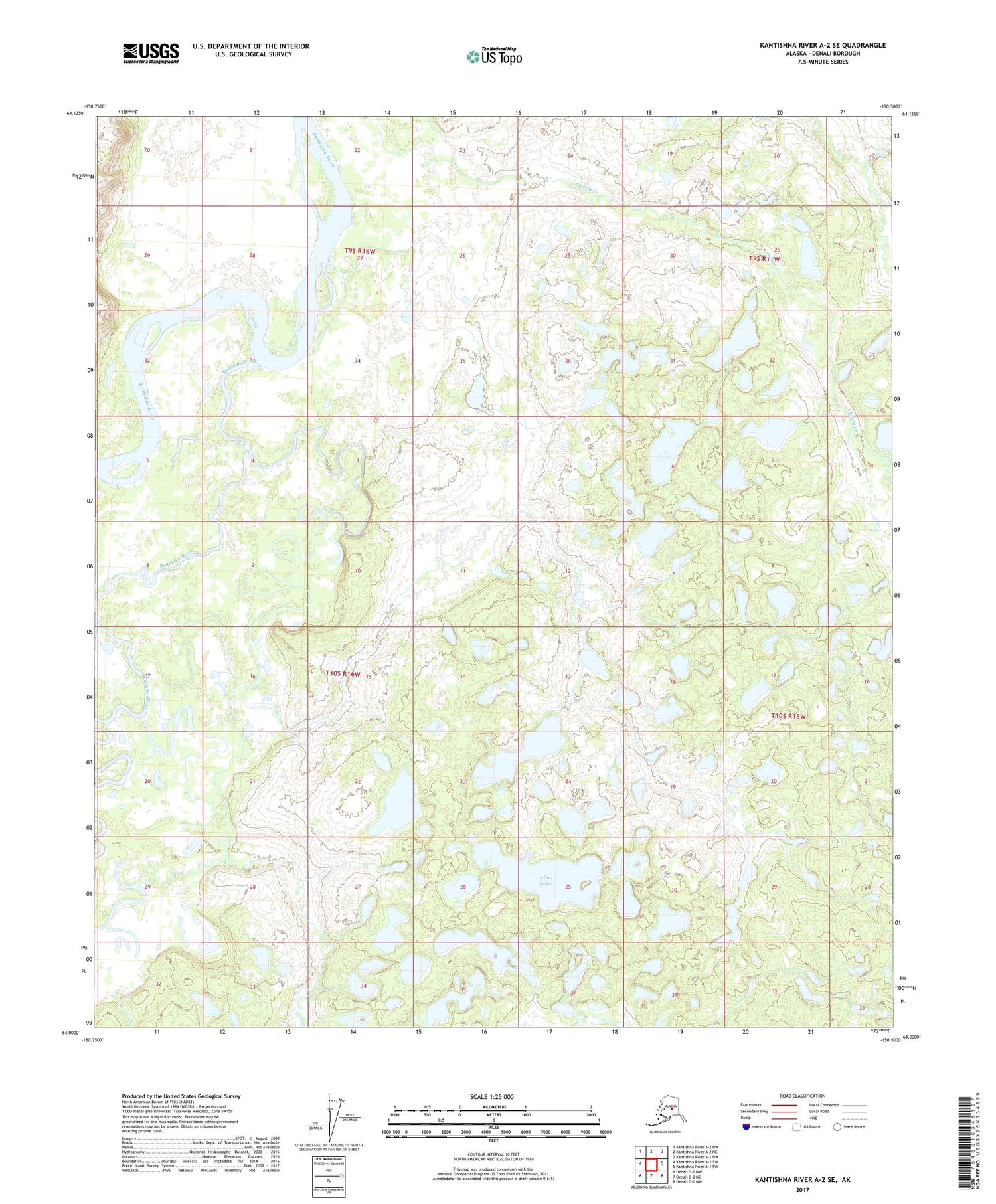 Kantishna River A-2 SE Alaska US Topo Map Image