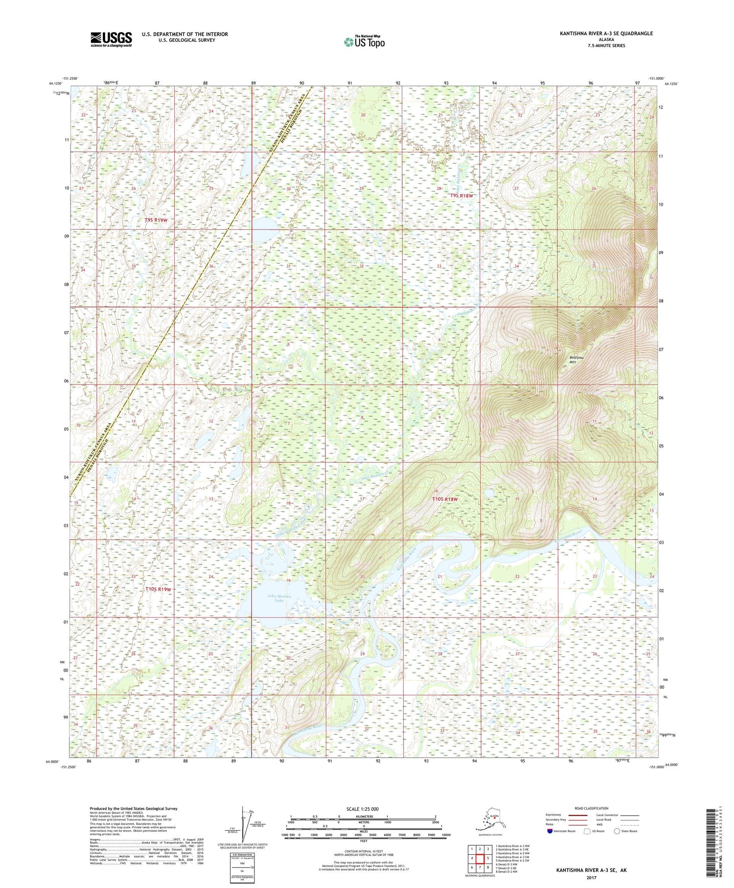 Kantishna River A-3 SE Alaska US Topo Map Image