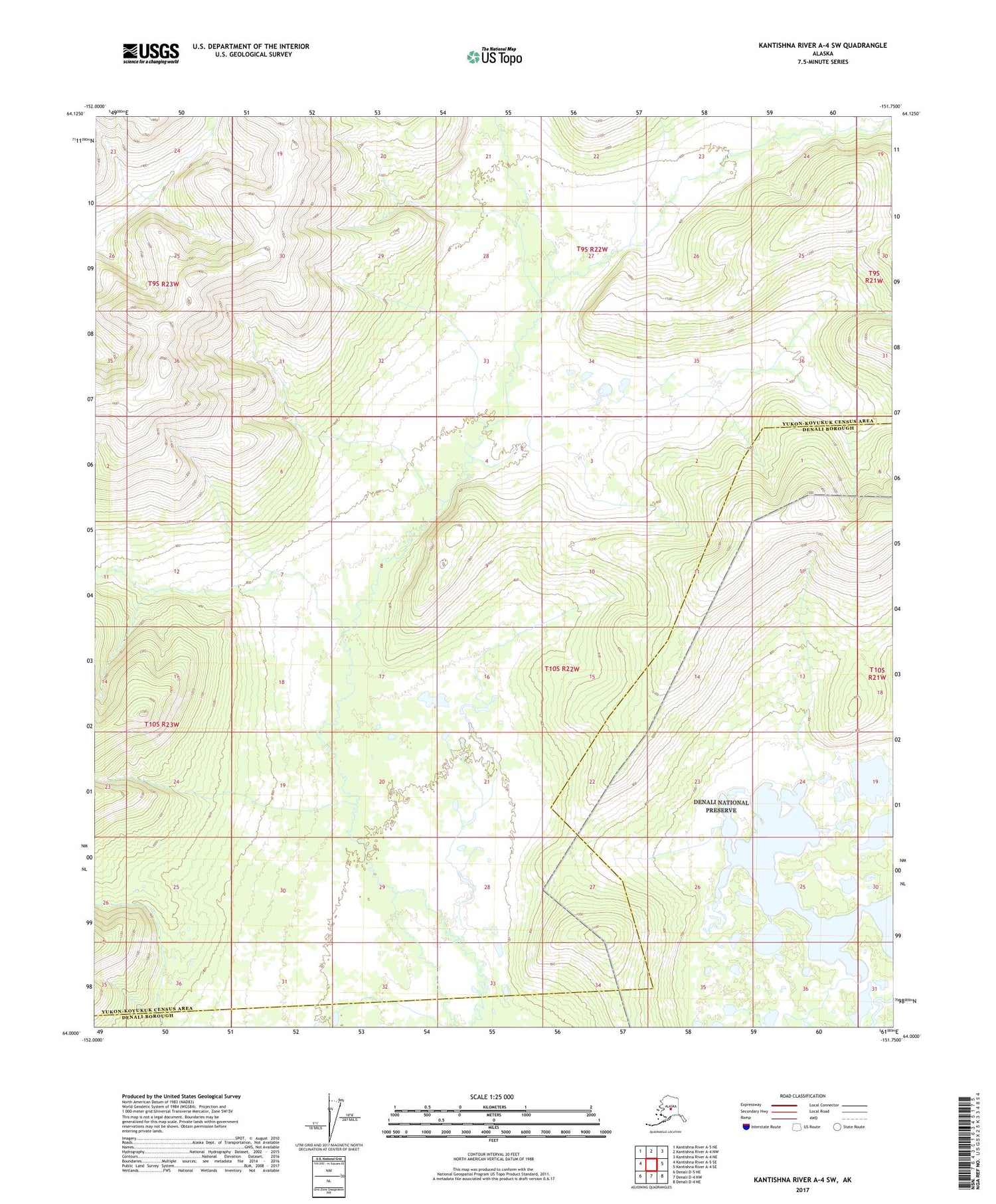 Kantishna River A-4 SW Alaska US Topo Map Image