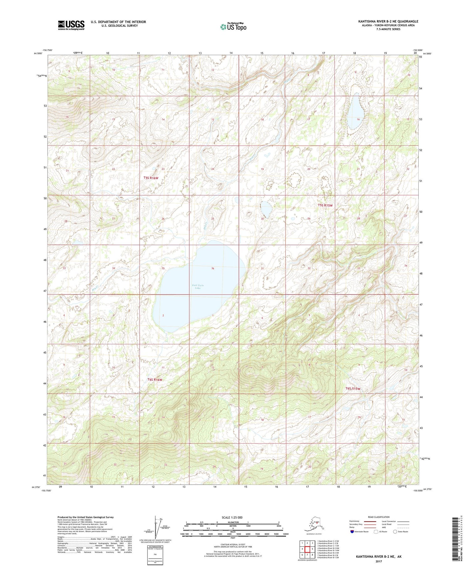Kantishna River B-2 NE Alaska US Topo Map Image