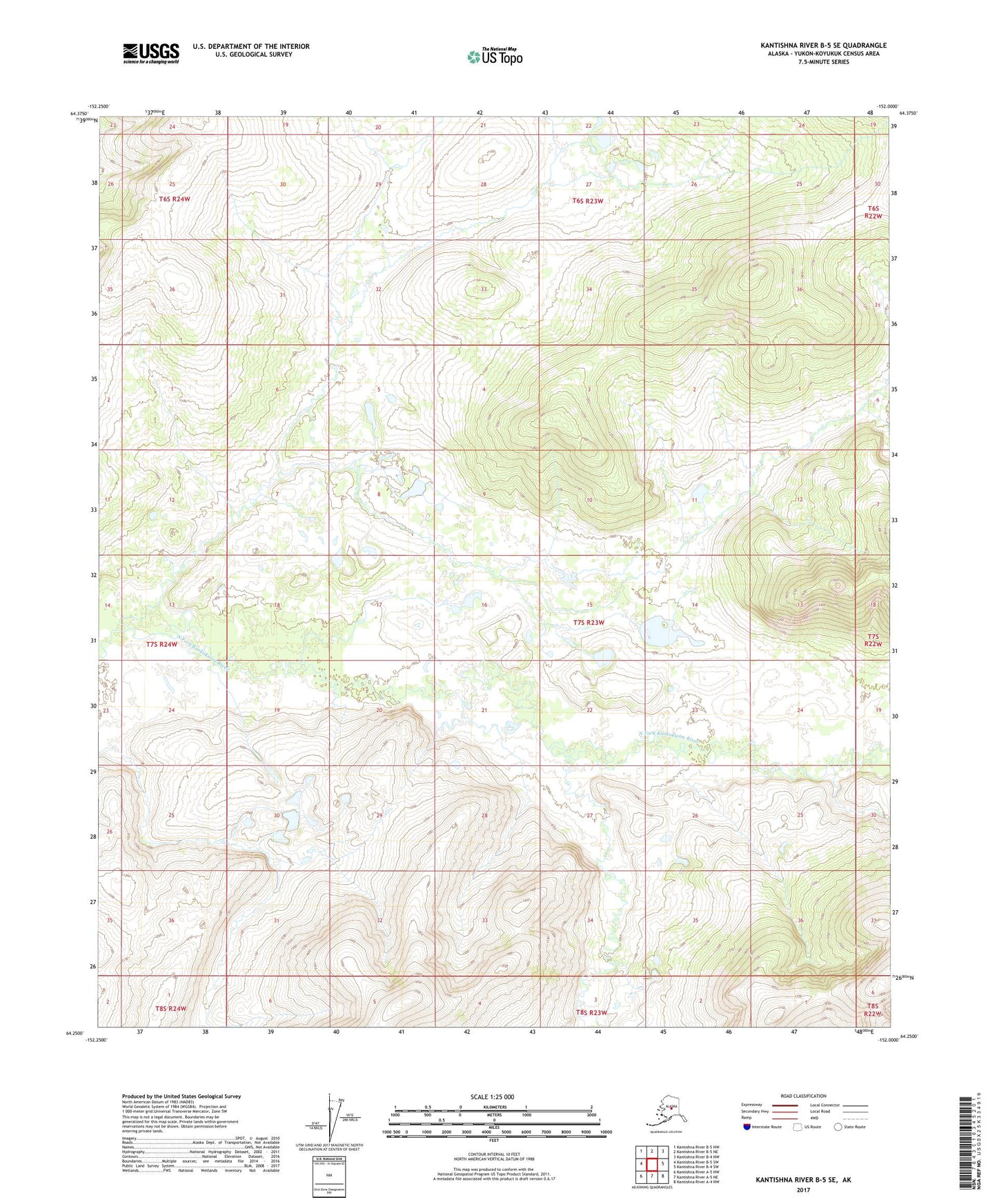 Kantishna River B-5 SE Alaska US Topo Map Image