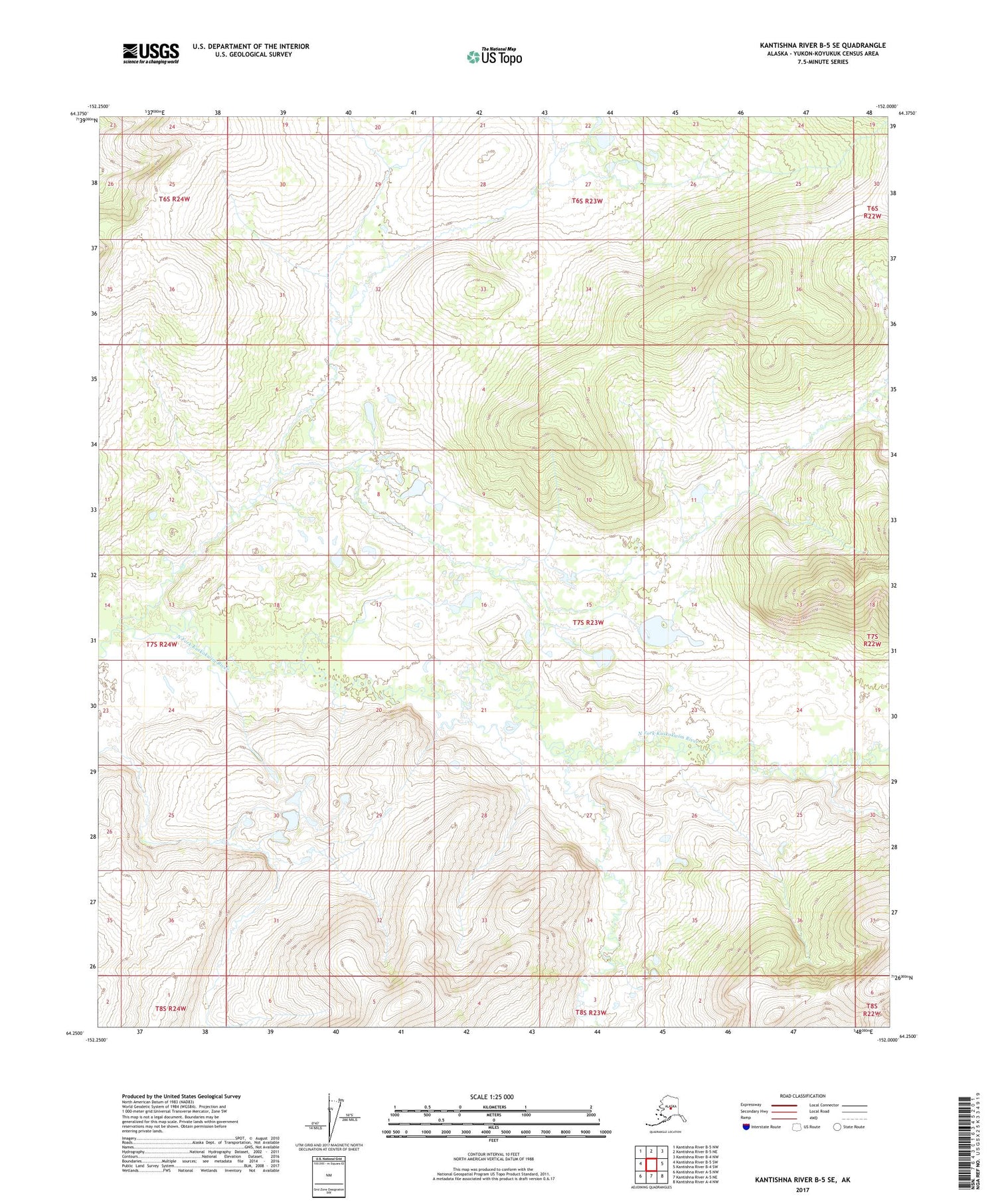 Kantishna River B-5 SE Alaska US Topo Map Image