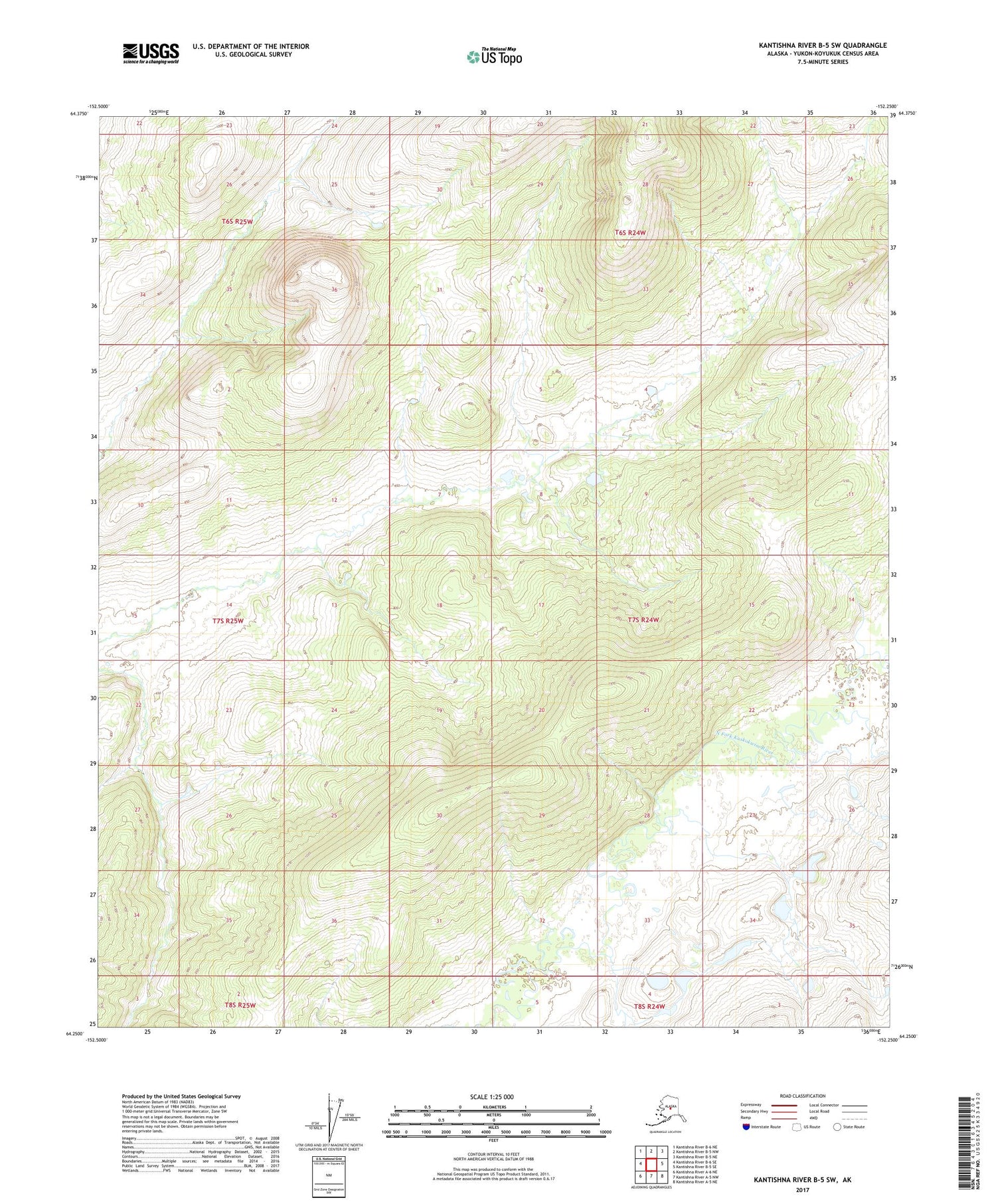 Kantishna River B-5 SW Alaska US Topo Map Image