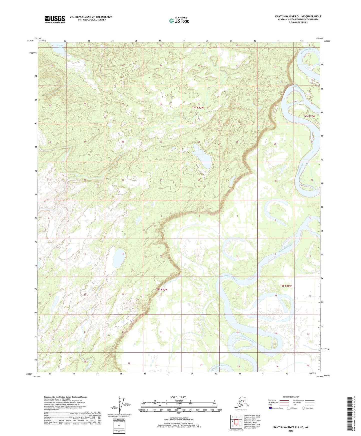 Kantishna River C-1 NE Alaska US Topo Map Image