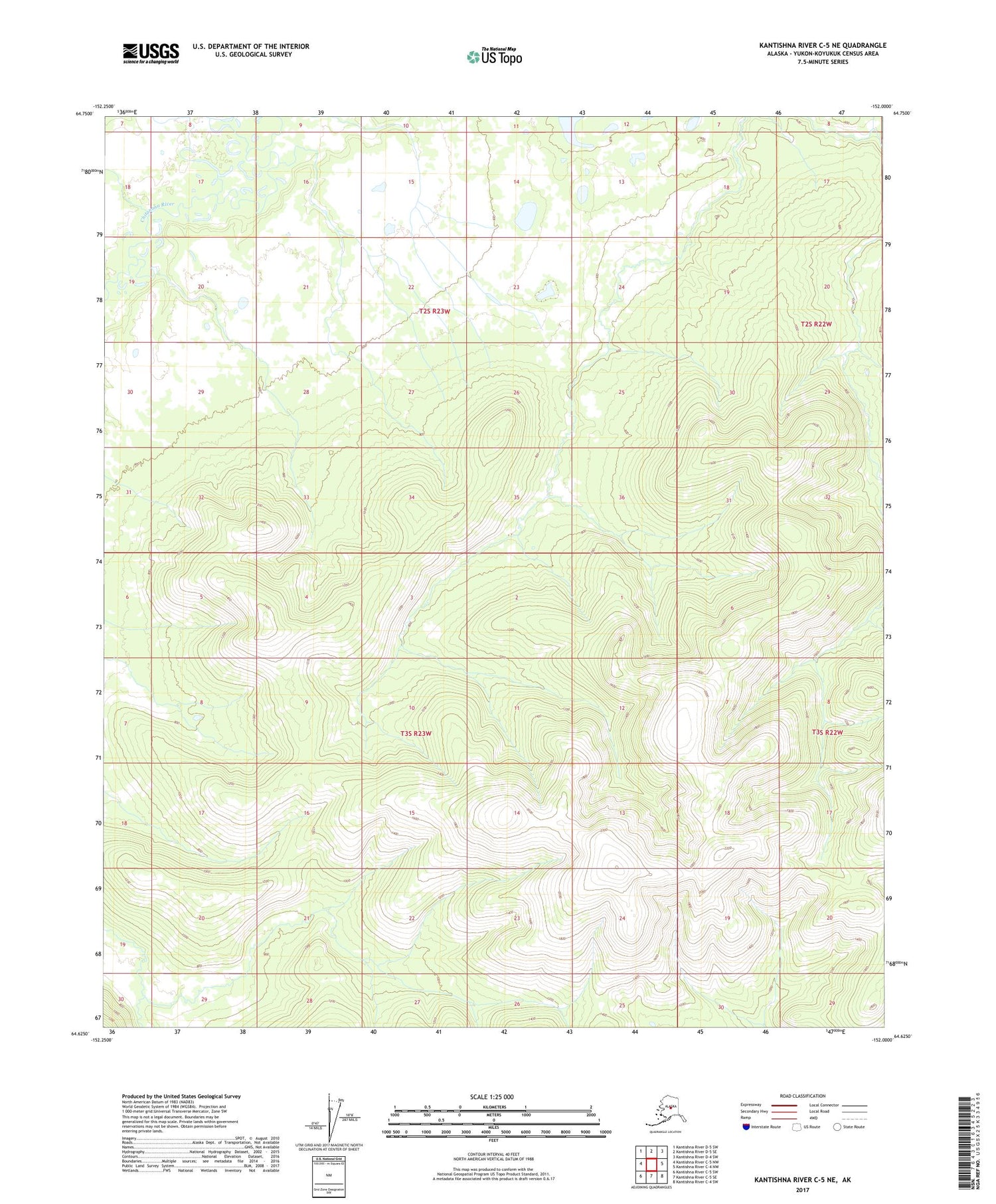 Kantishna River C-5 NE Alaska US Topo Map Image
