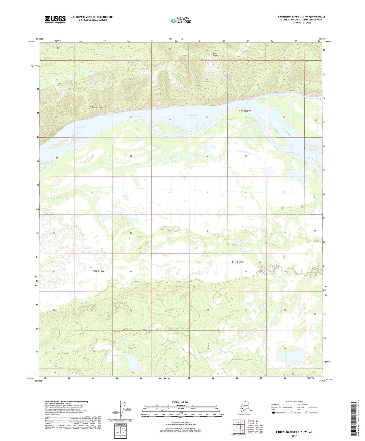 Kantishna River D-2 NW Alaska US Topo Map Image