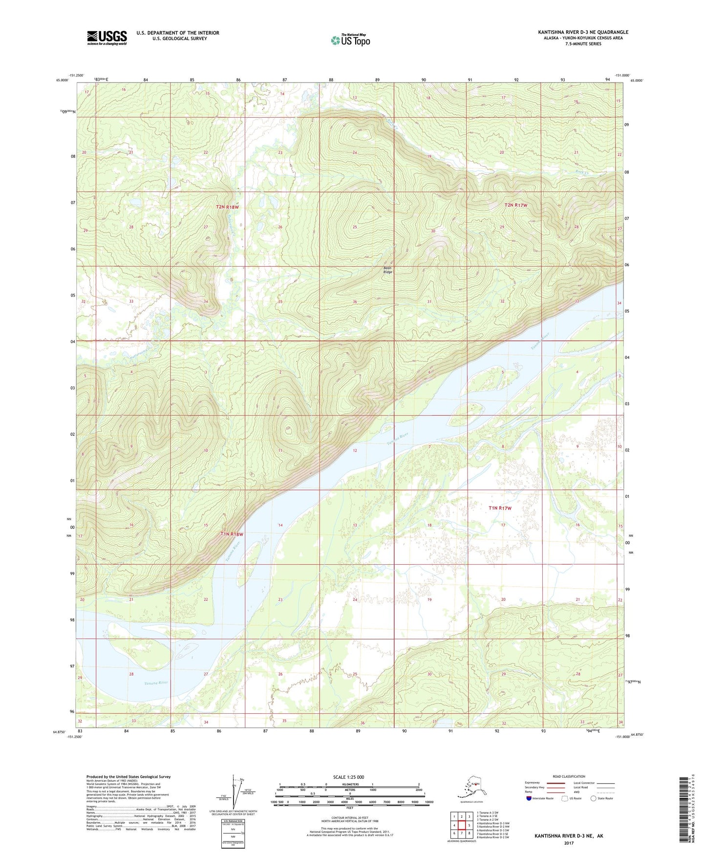 Kantishna River D-3 NE Alaska US Topo Map Image