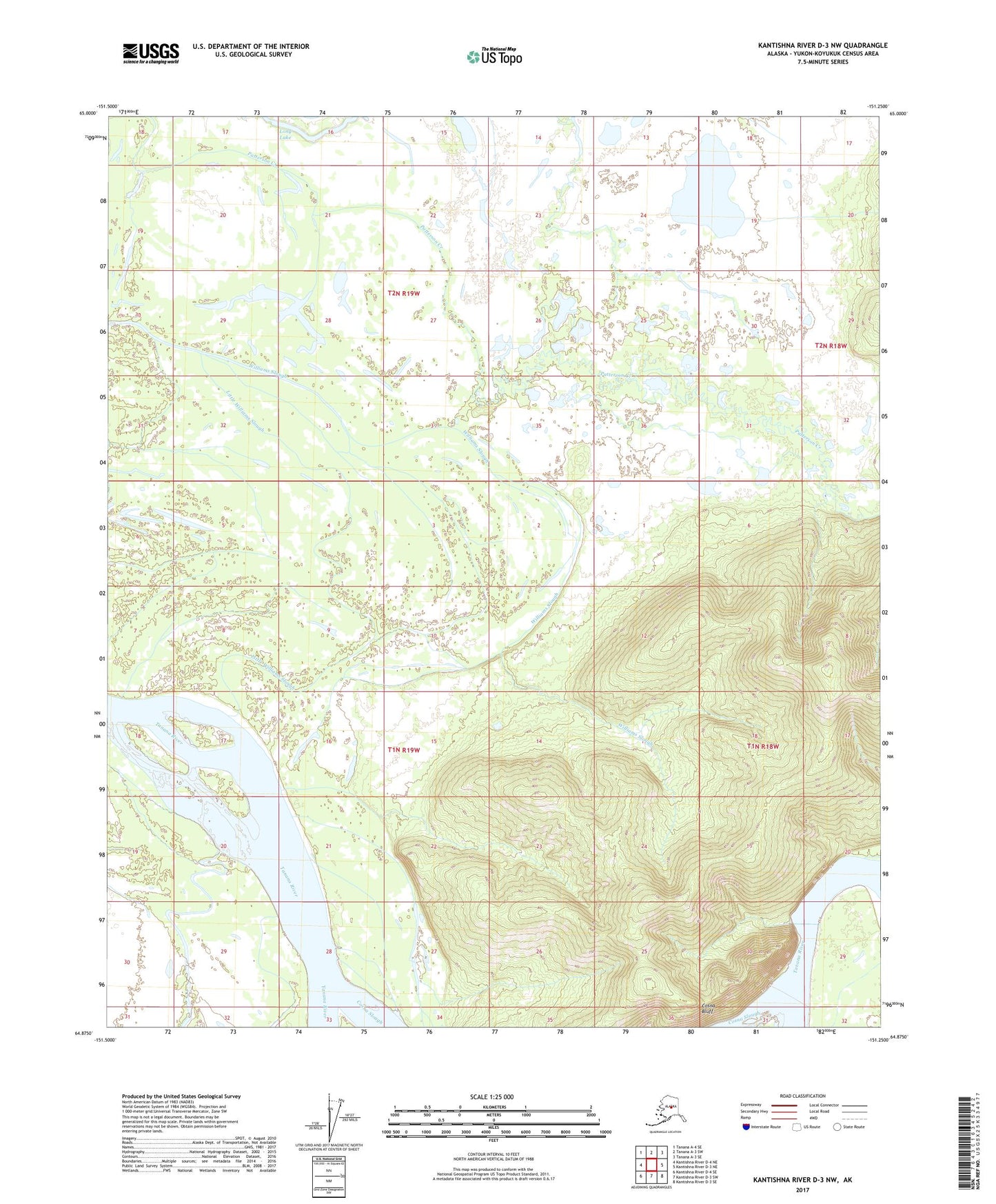 Kantishna River D-3 NW Alaska US Topo Map Image