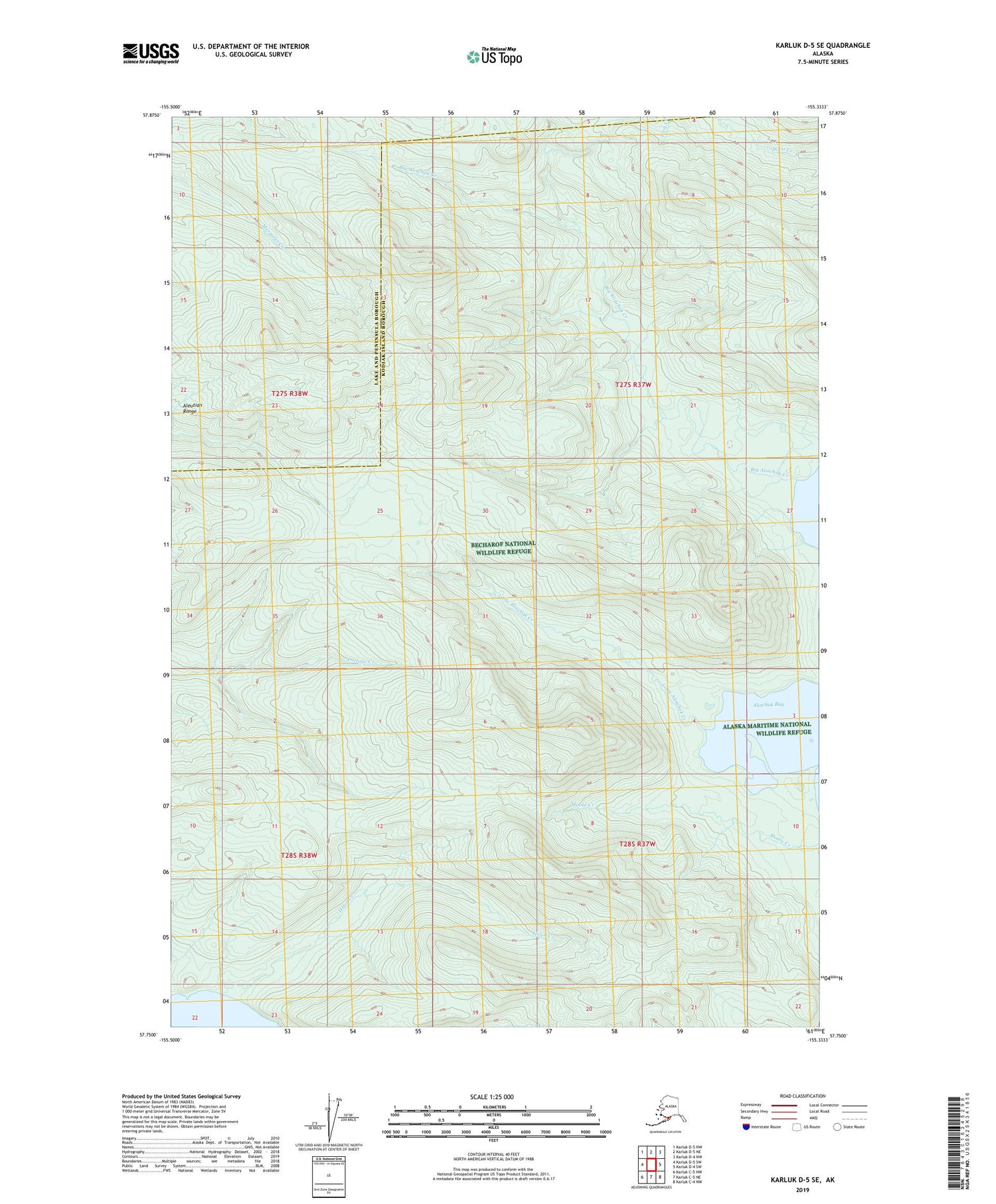 Karluk D-5 SE Alaska US Topo Map Image