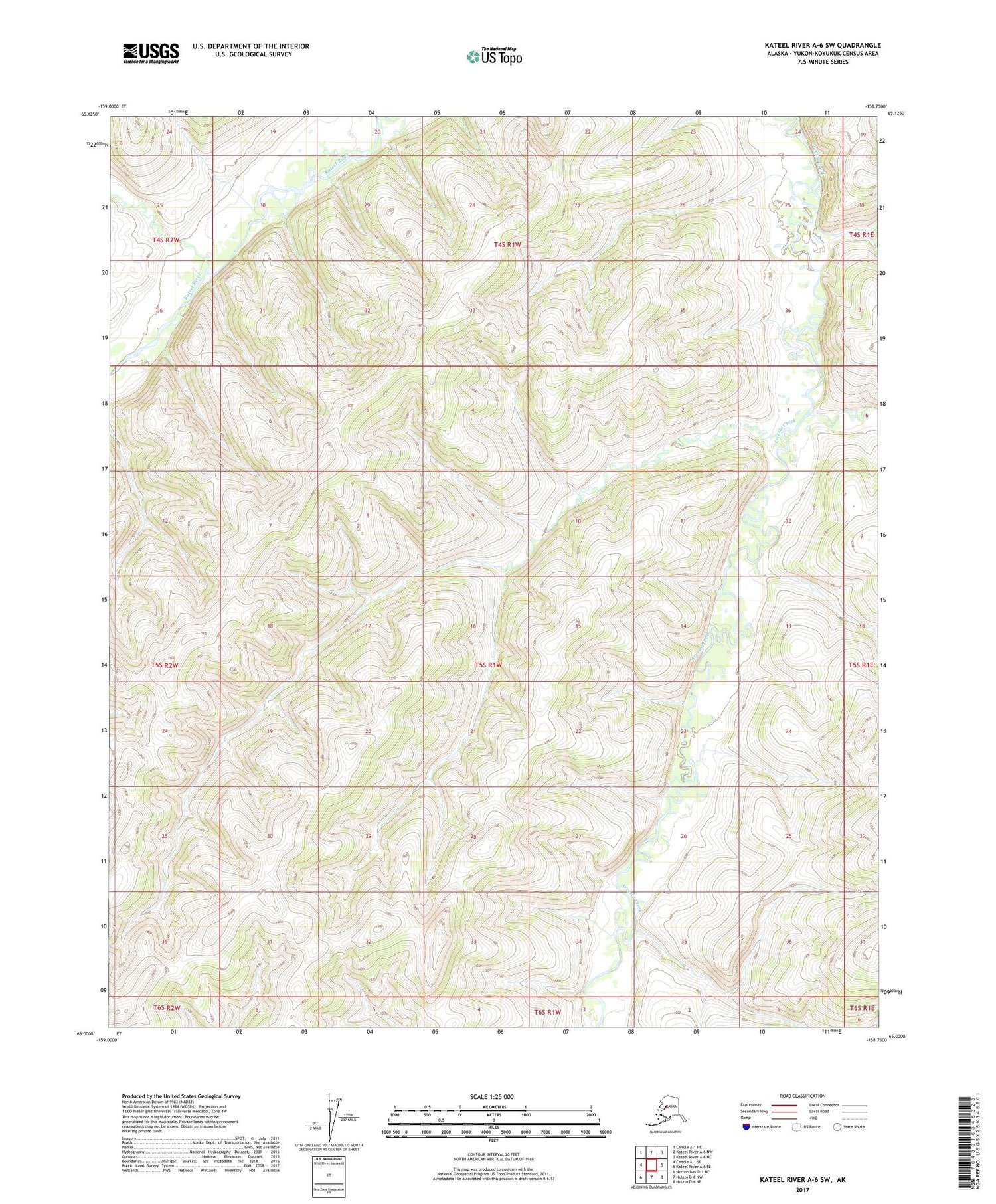 Kateel River A-6 SW Alaska US Topo Map Image