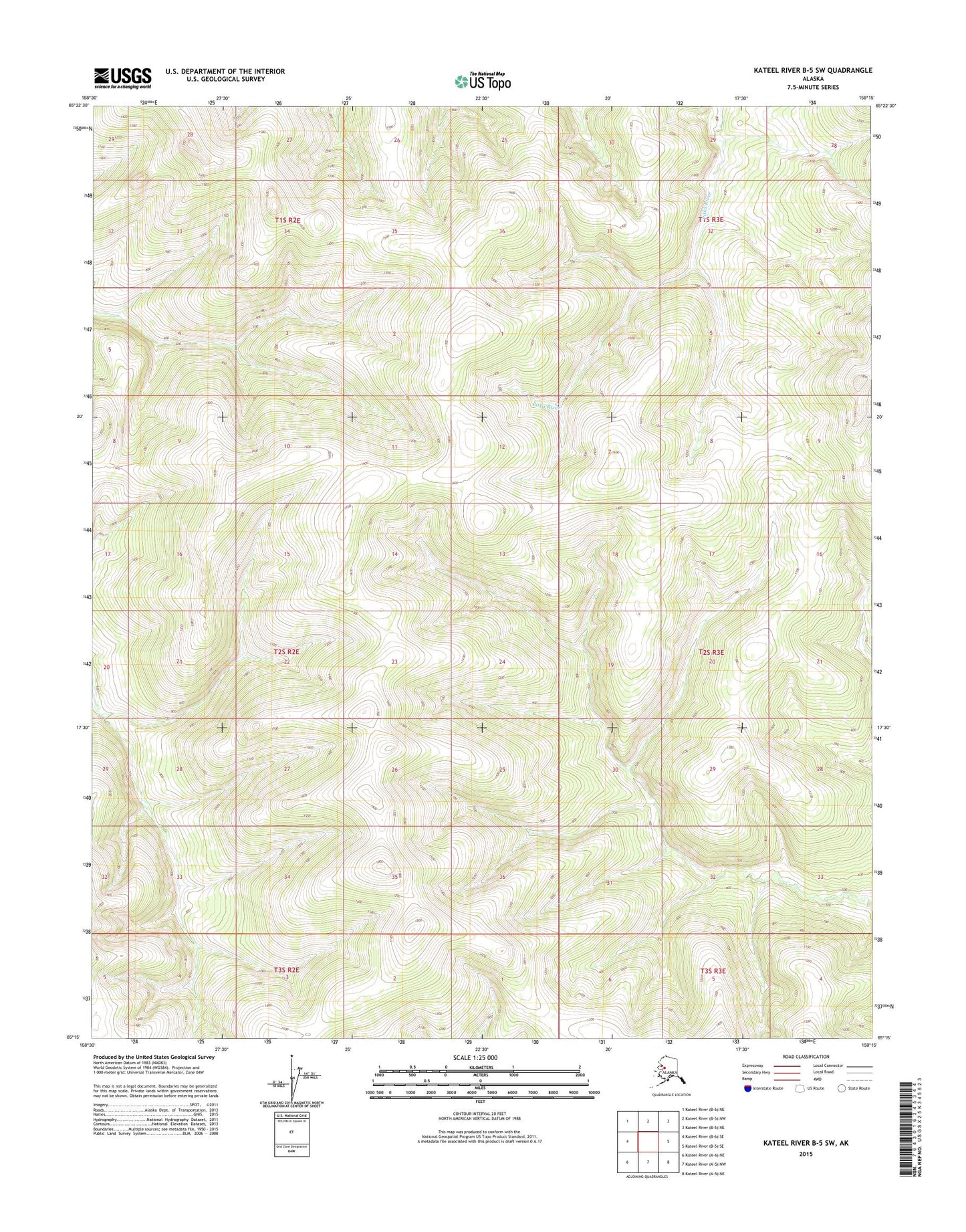 Kateel River B-5 SW Alaska US Topo Map Image