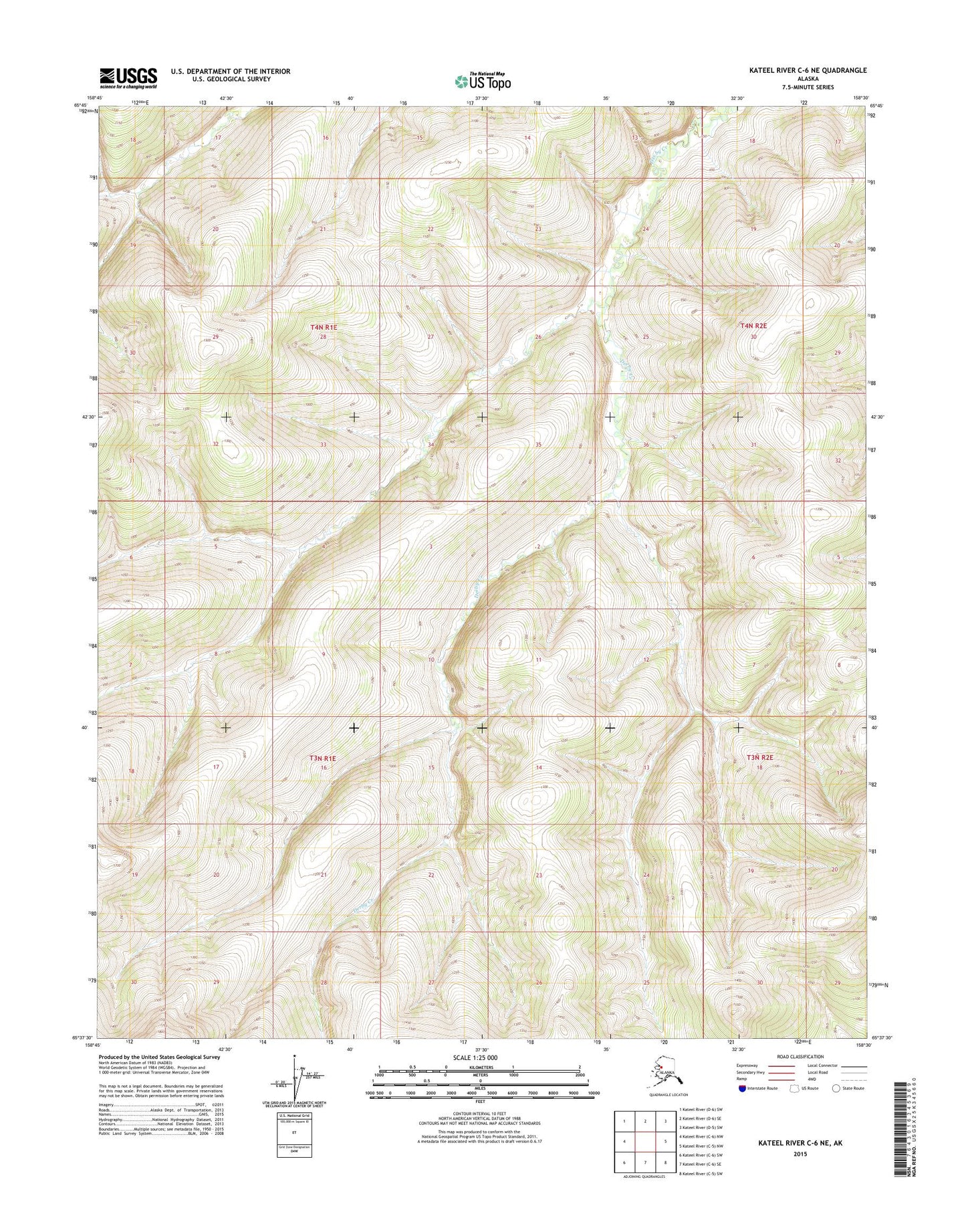Kateel River C-6 NE Alaska US Topo Map Image