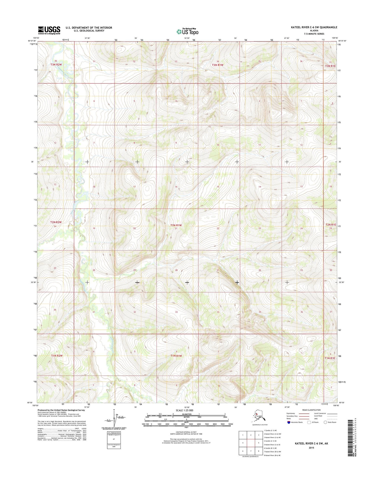 Kateel River C-6 SW Alaska US Topo Map Image