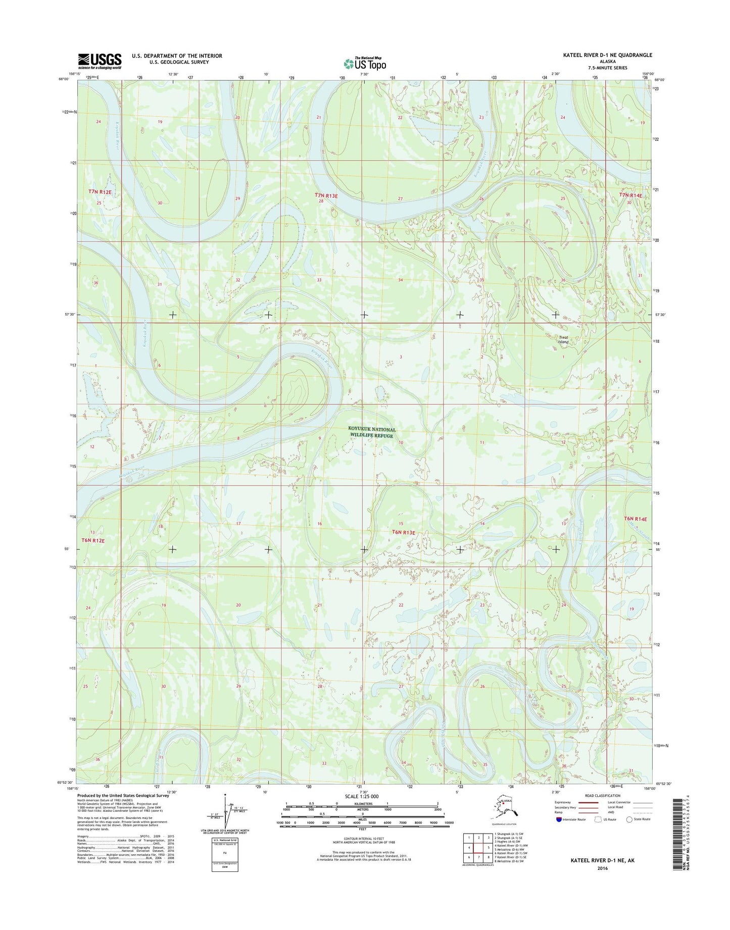 Kateel River D-1 NE Alaska US Topo Map Image
