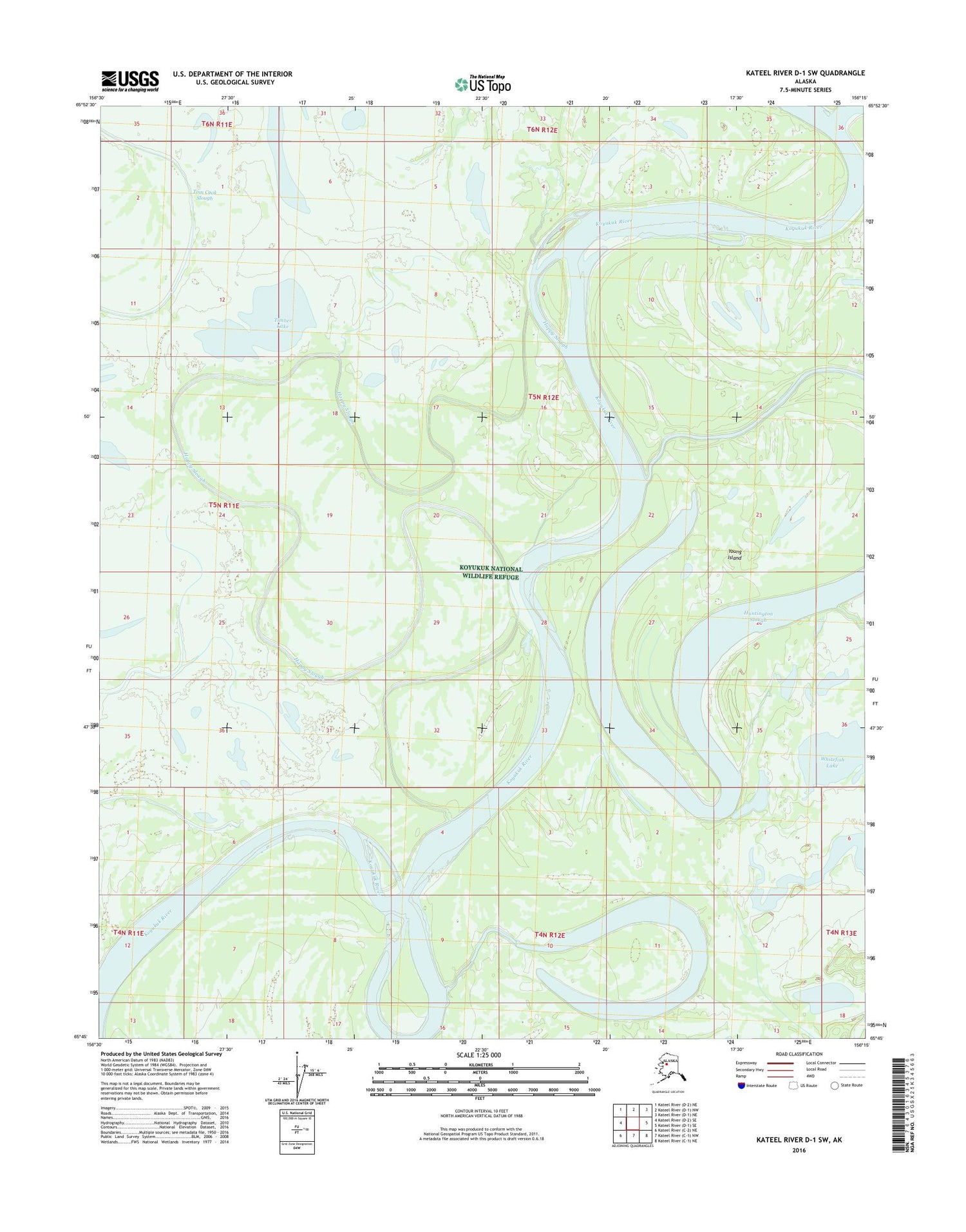 Kateel River D-1 SW Alaska US Topo Map Image