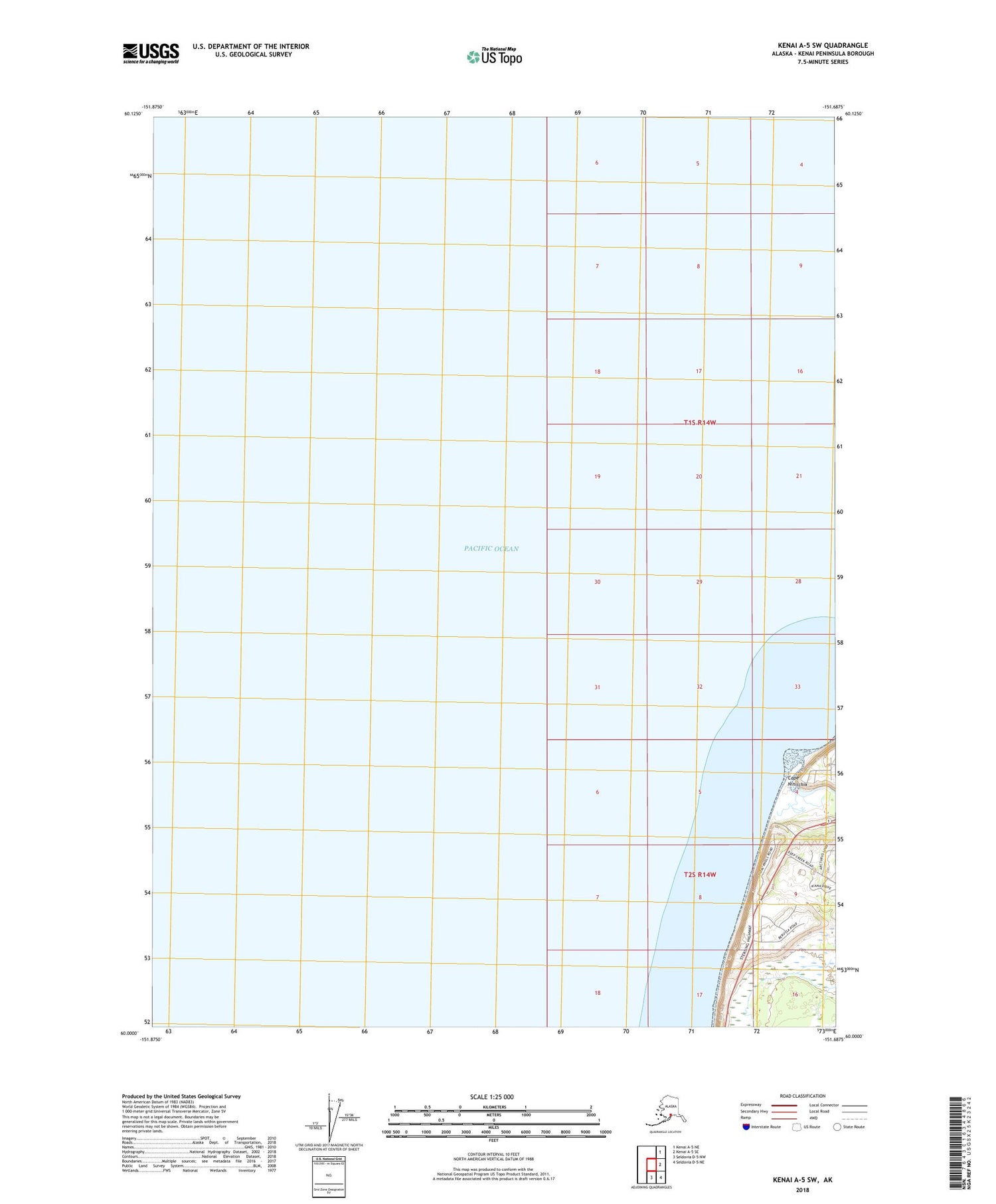 Kenai A-5 SW Alaska US Topo Map Image