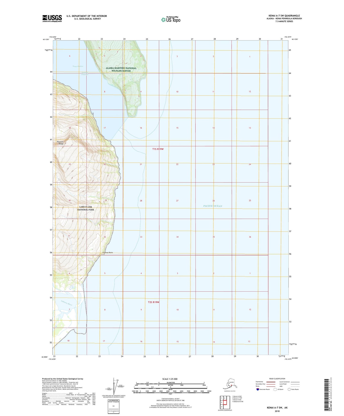 Kenai A-7 SW Alaska US Topo Map Image