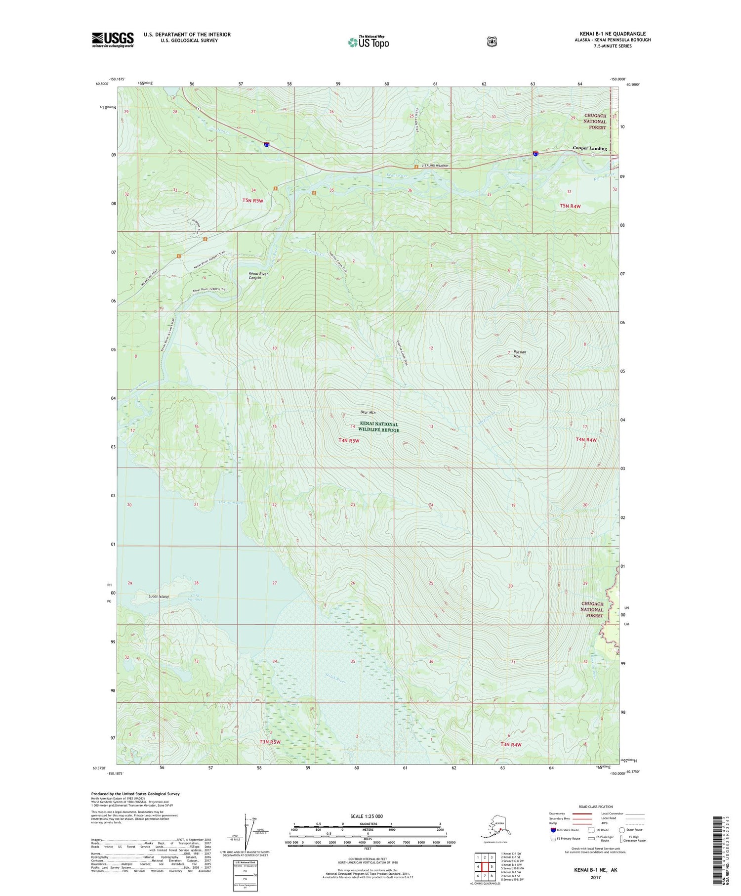 Kenai B-1 NE Alaska US Topo Map Image