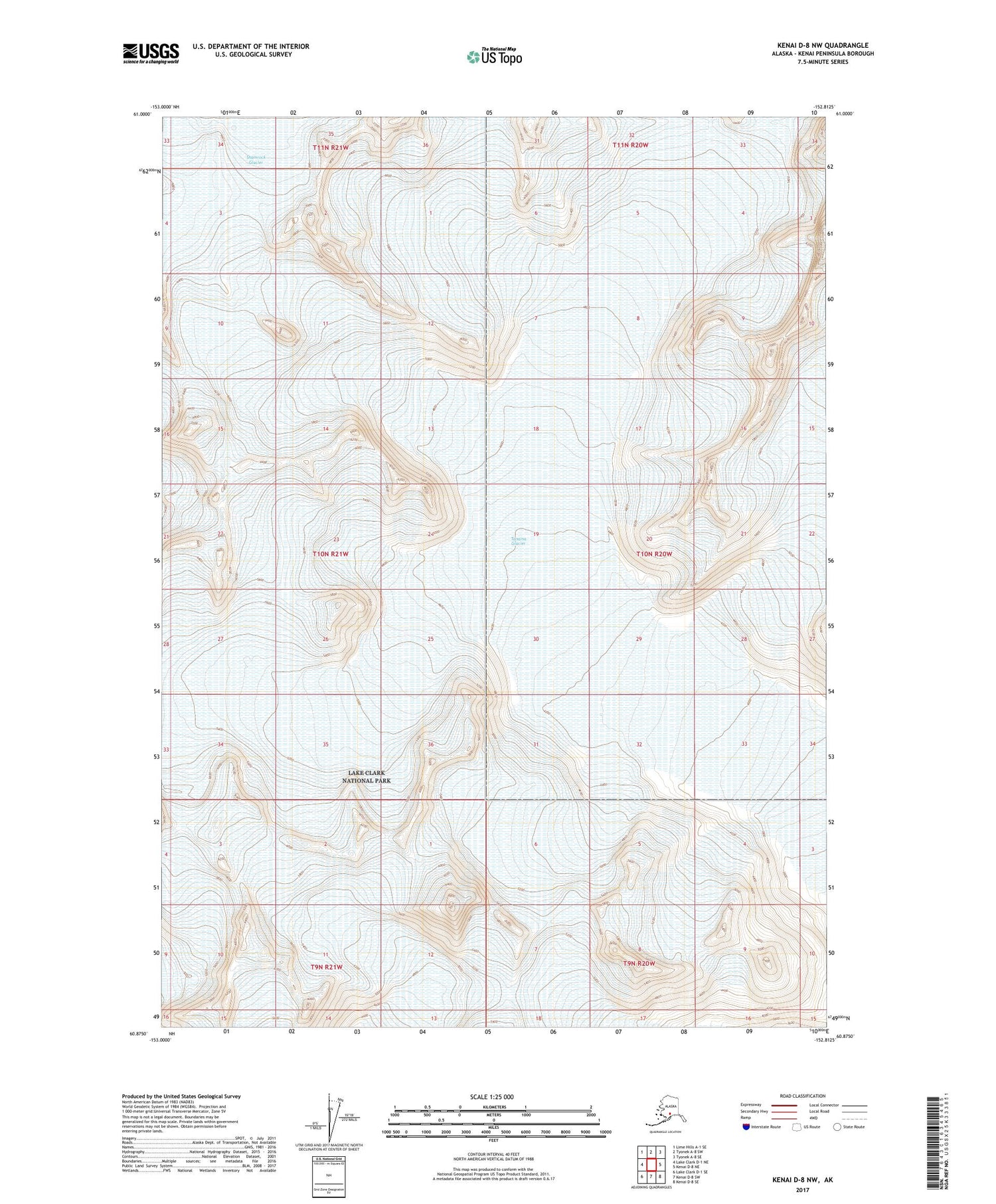 Kenai D-8 NW Alaska US Topo Map Image