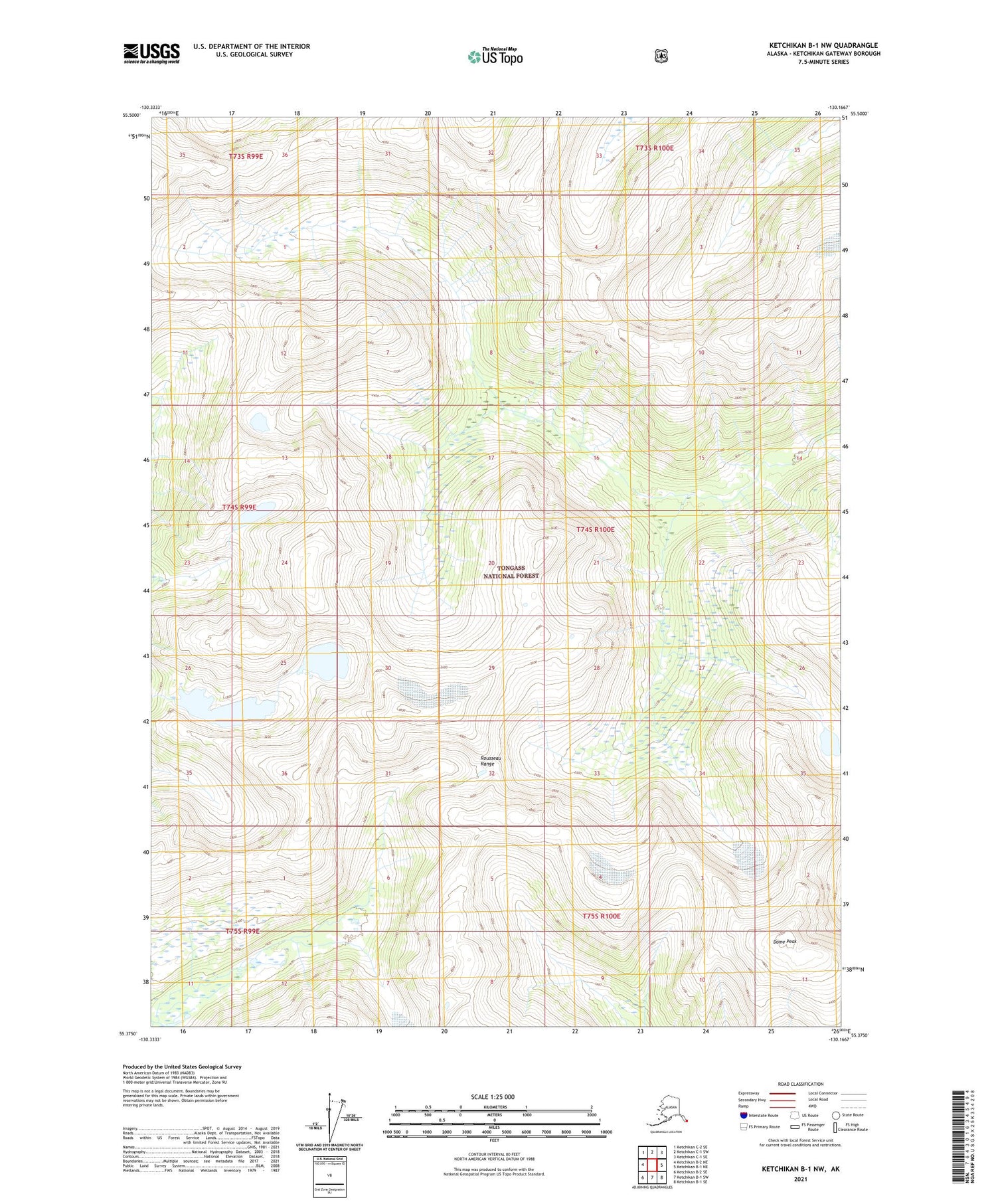 Ketchikan B-1 NW Alaska US Topo Map Image