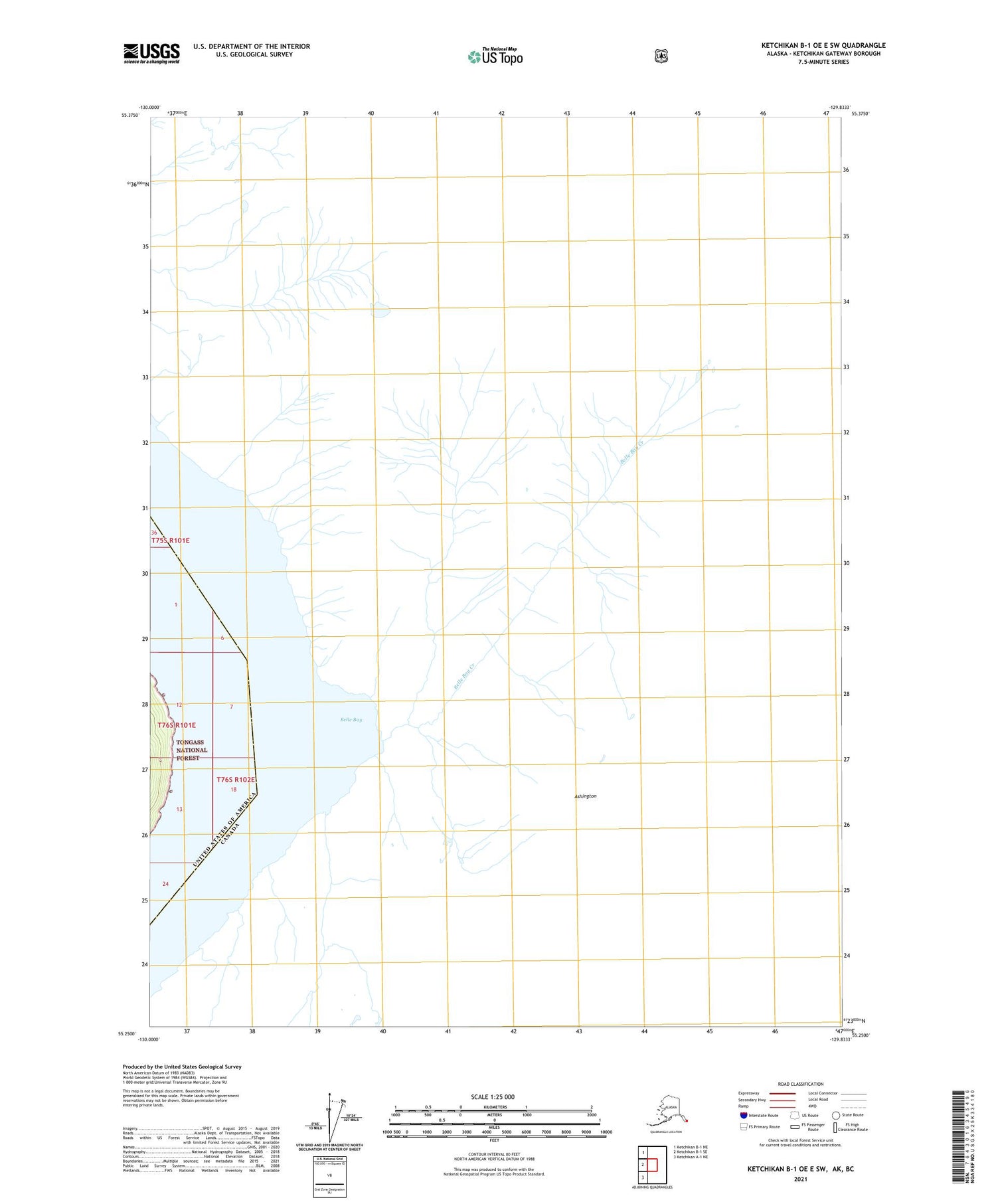 Ketchikan B-1 OE E SW Alaska US Topo Map Image