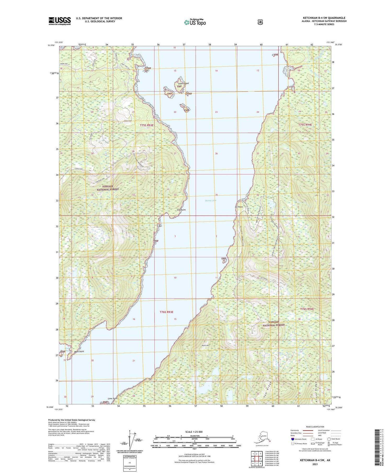 Ketchikan B-4 SW Alaska US Topo Map Image