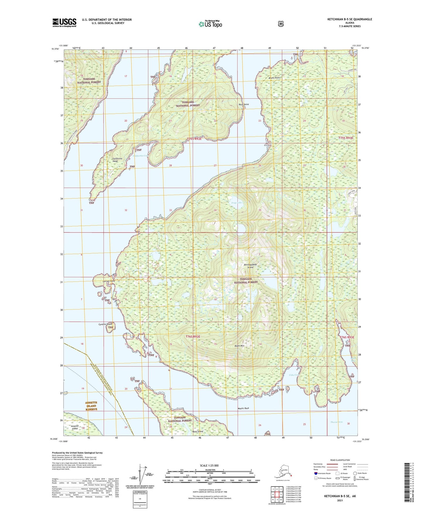 Ketchikan B-5 SE Alaska US Topo Map Image