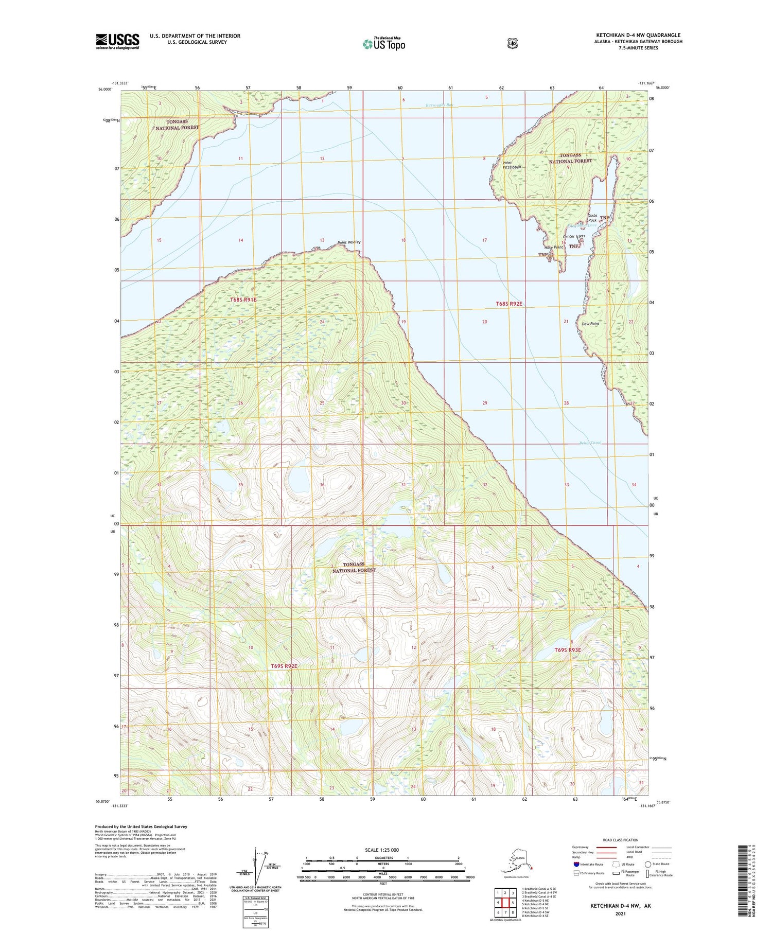 Ketchikan D-4 NW Alaska US Topo Map Image