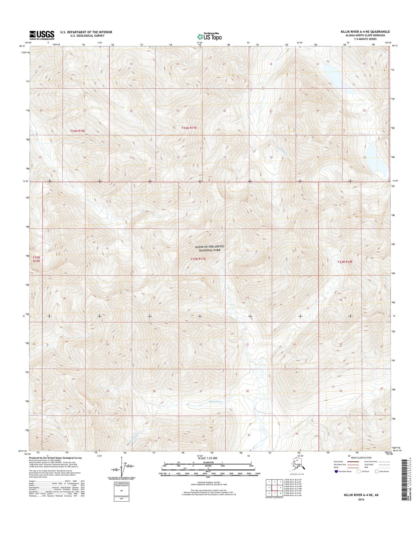 Killik River A-4 NE Alaska US Topo Map Image