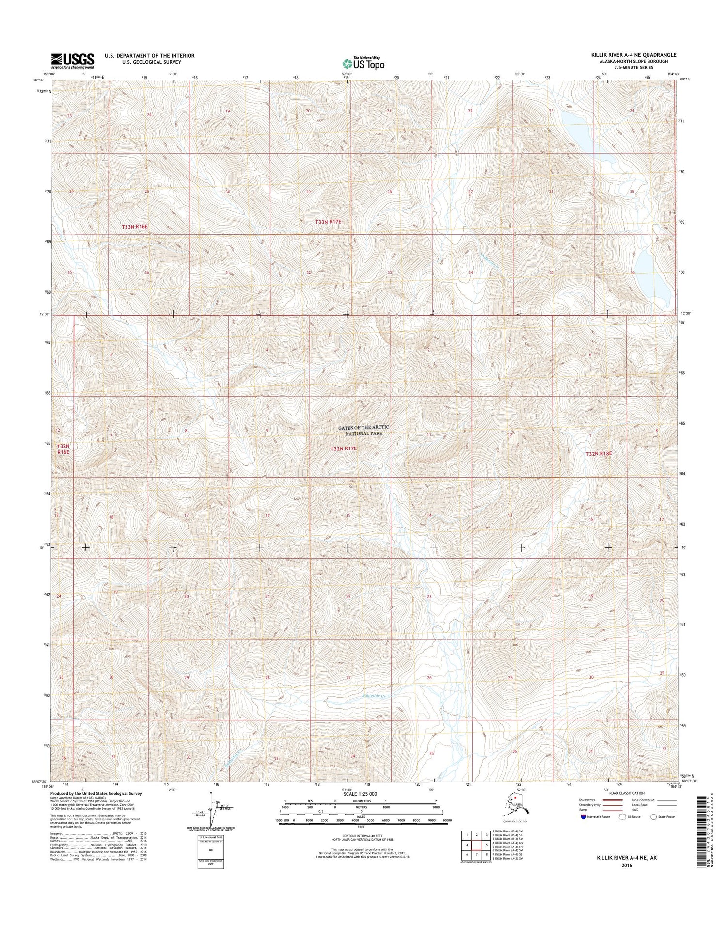 Killik River A-4 NE Alaska US Topo Map Image