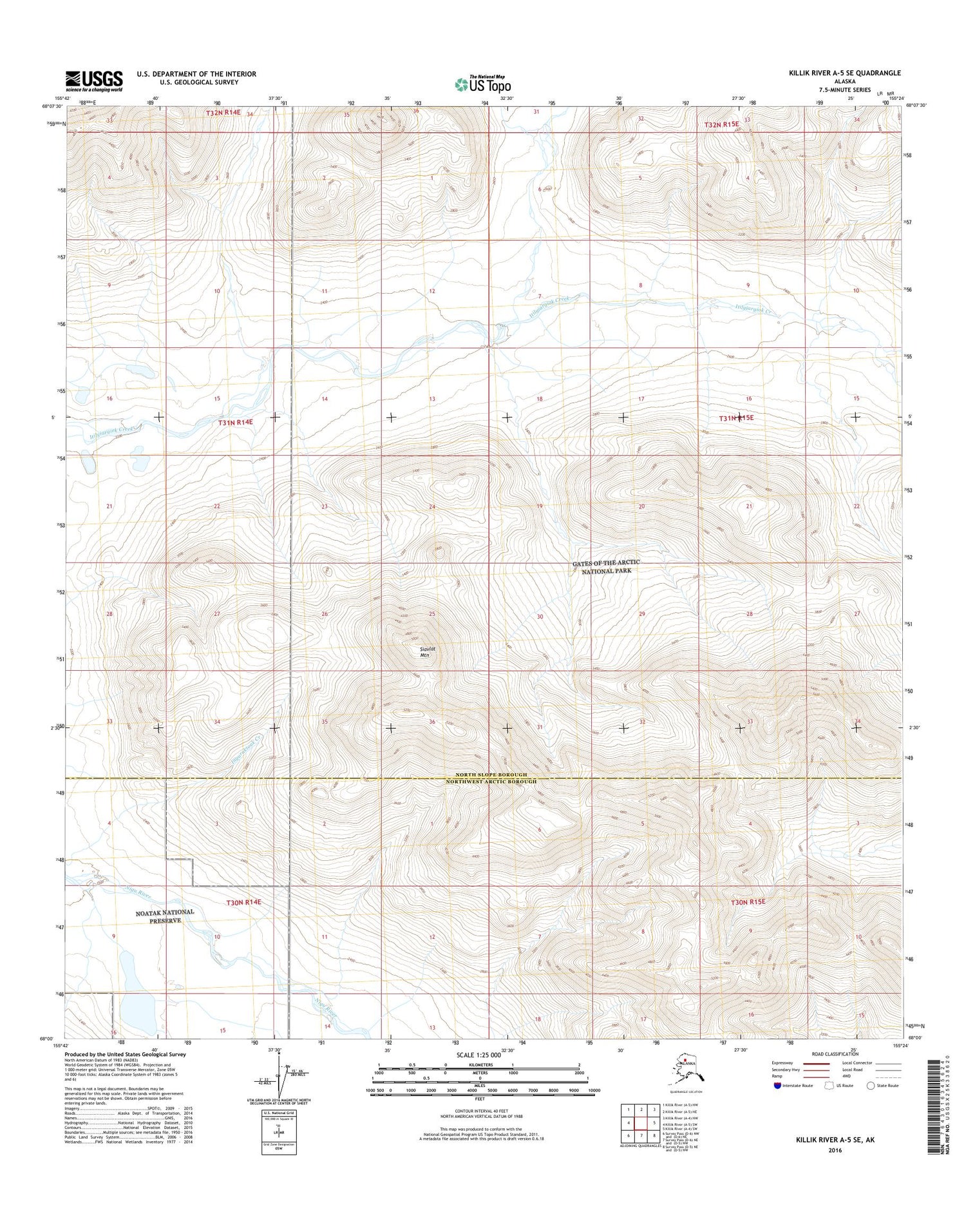 Killik River A-5 SE Alaska US Topo Map Image