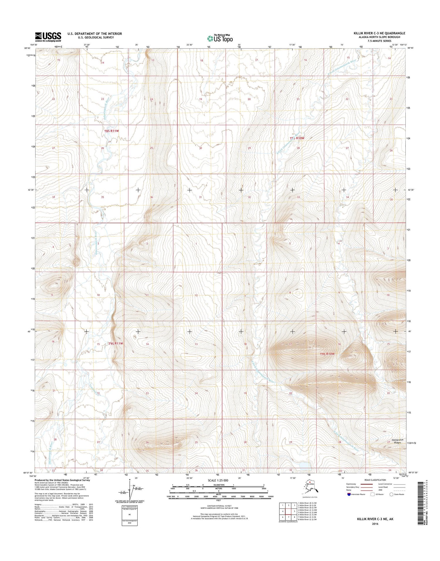 Killik River C-3 NE Alaska US Topo Map Image