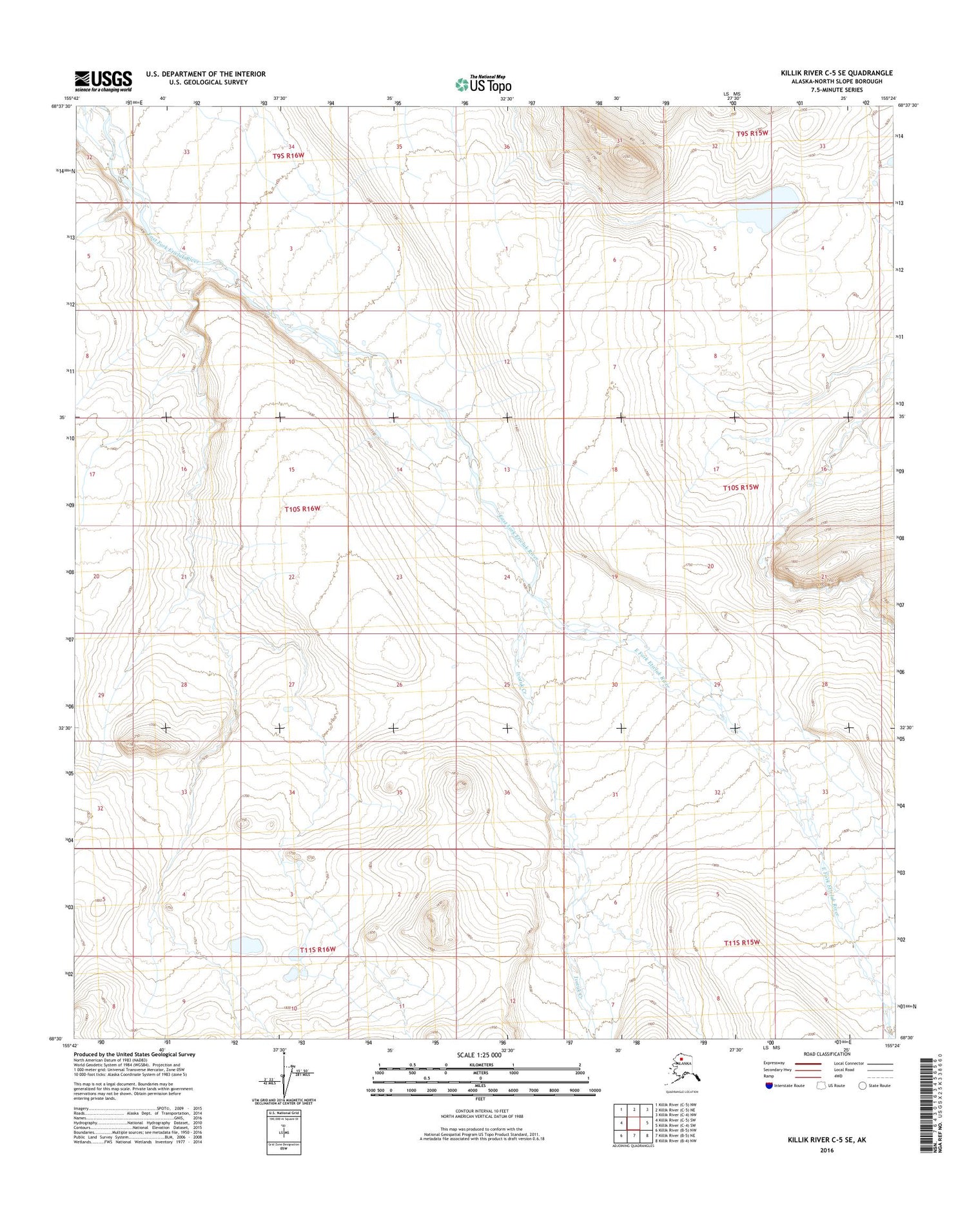 Killik River C-5 SE Alaska US Topo Map Image