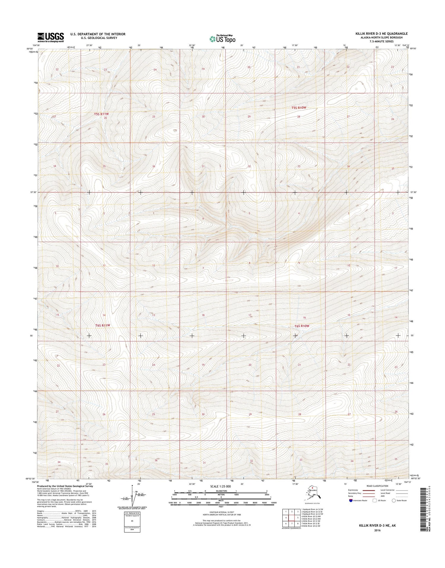 Killik River D-3 NE Alaska US Topo Map Image