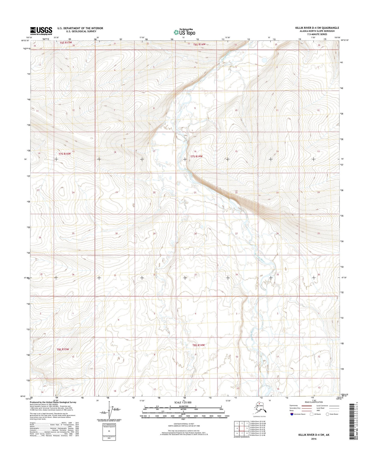 Killik River D-4 SW Alaska US Topo Map Image